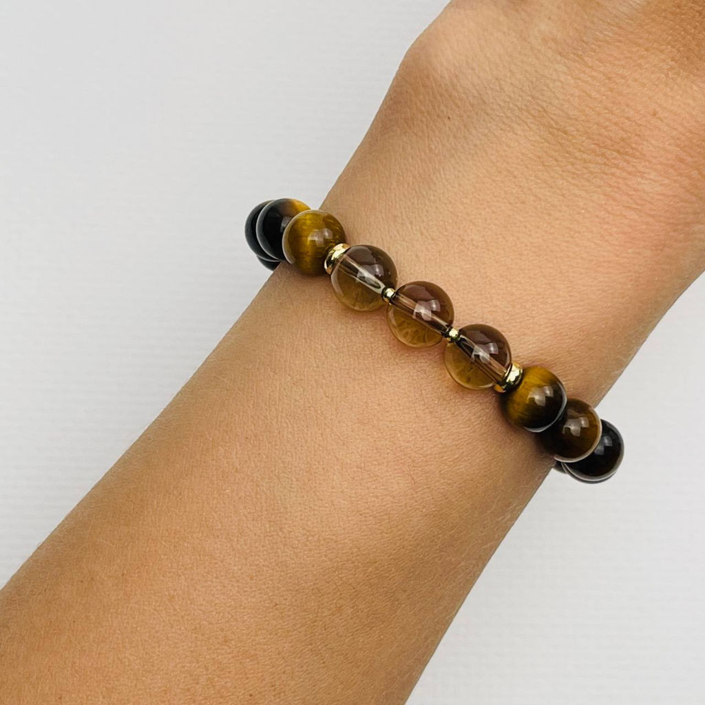 Браслет из Тигрового глаза и Раухтопаза - Радуга самоцветов фото 2