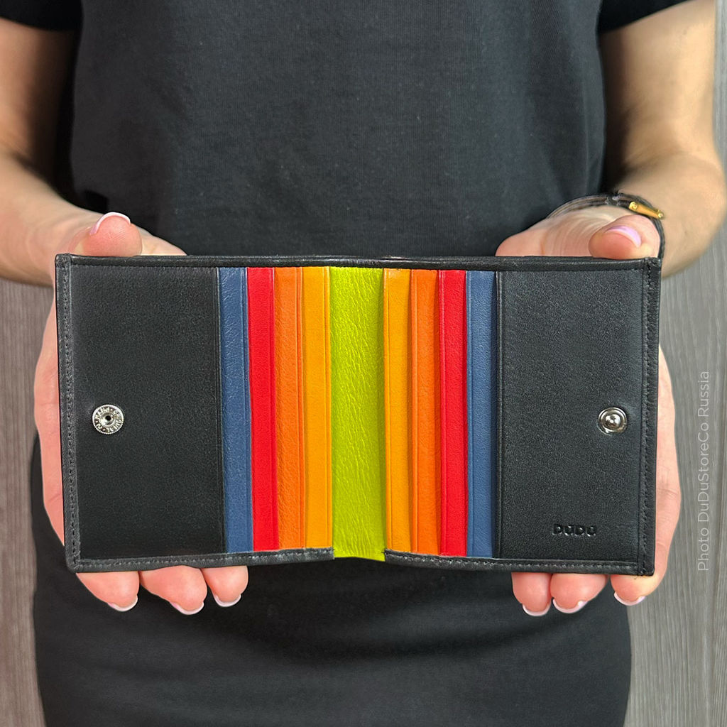 Итальянский кожаный кошелек DuDu серии Flavio | черный - Dudubags фото 7