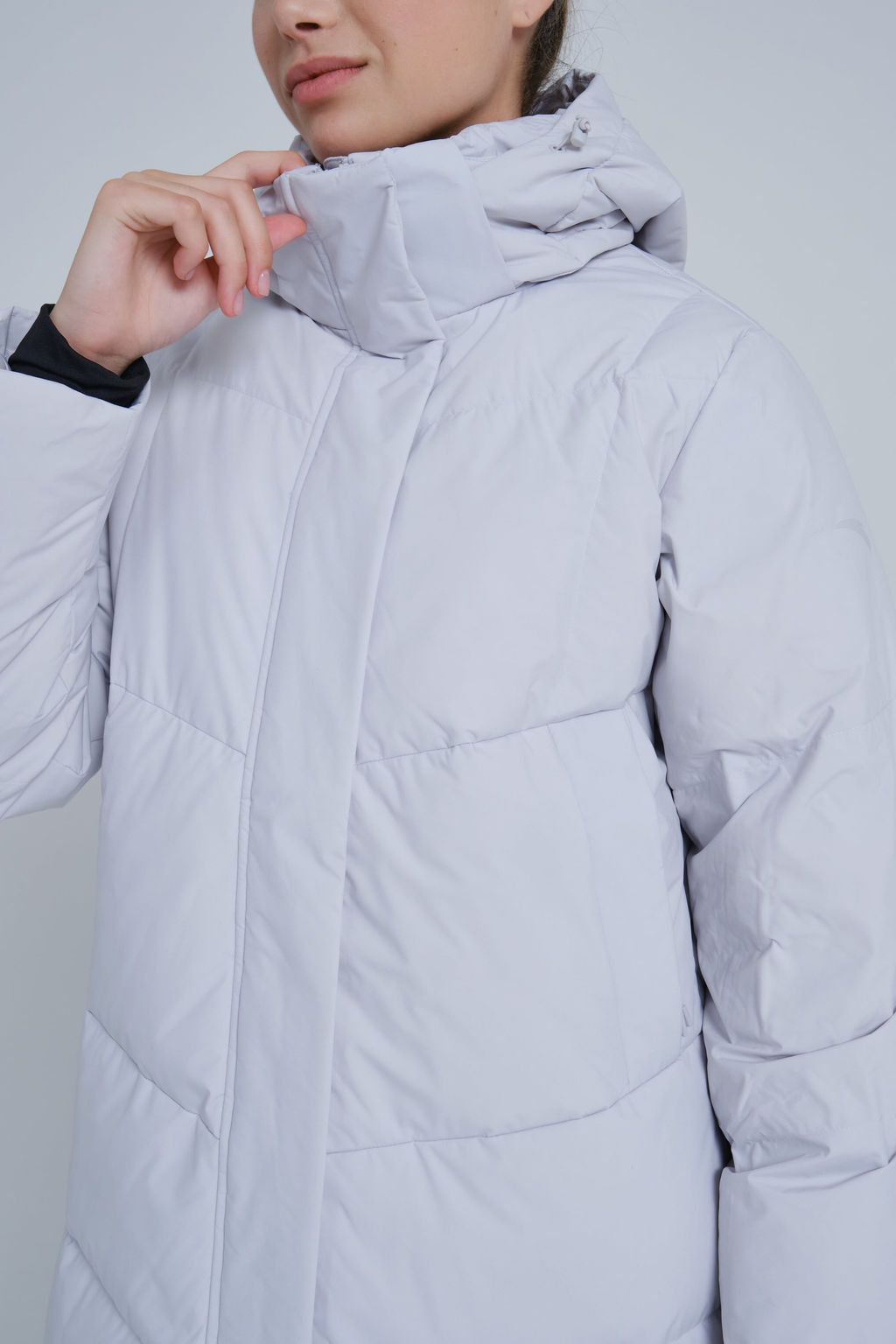 Пуховик Длинный Серо-сиреневый