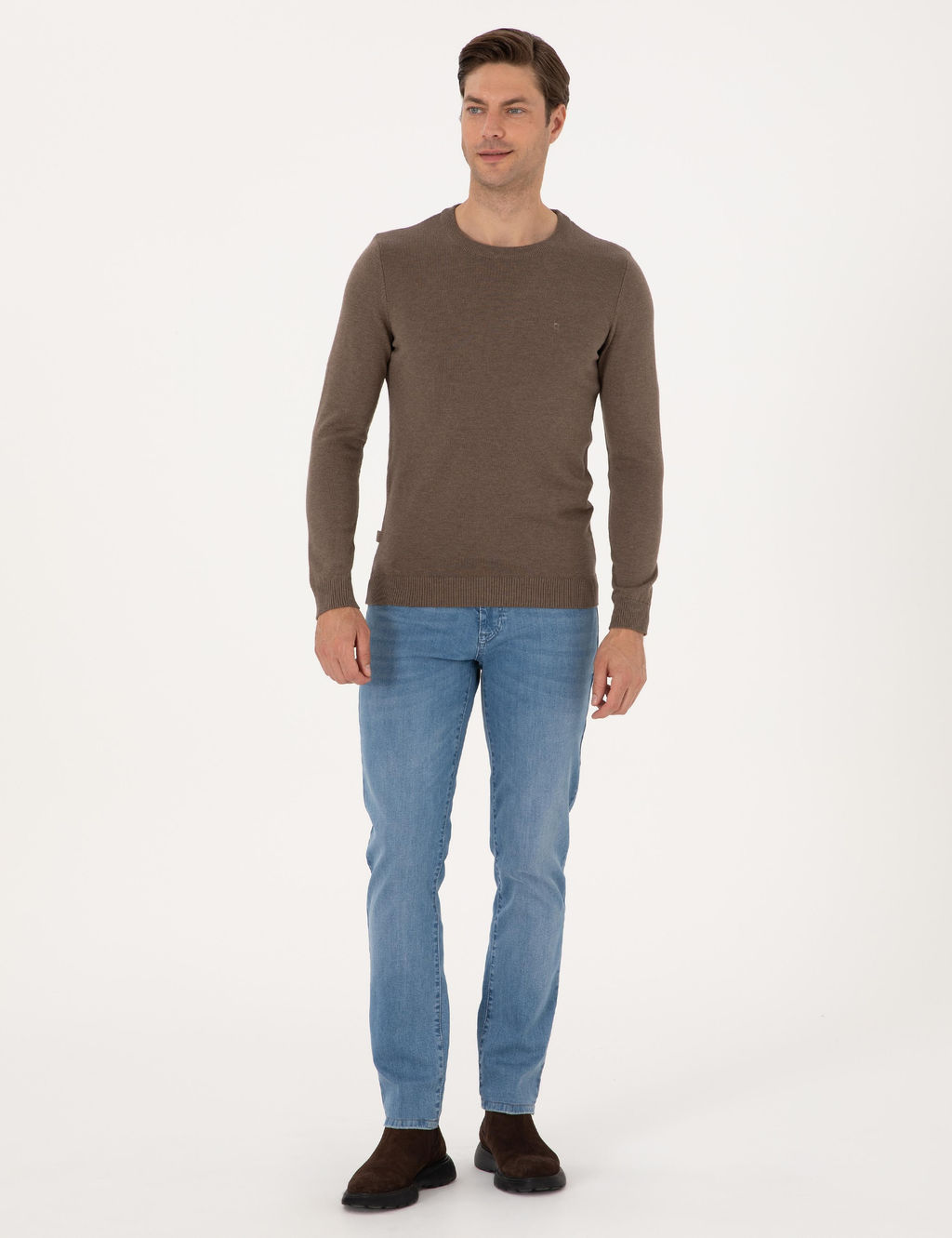 Vizon Melanj Slim Fit Bisiklet Yaka Basic Triko Kazak - Pierre cardin фото 4