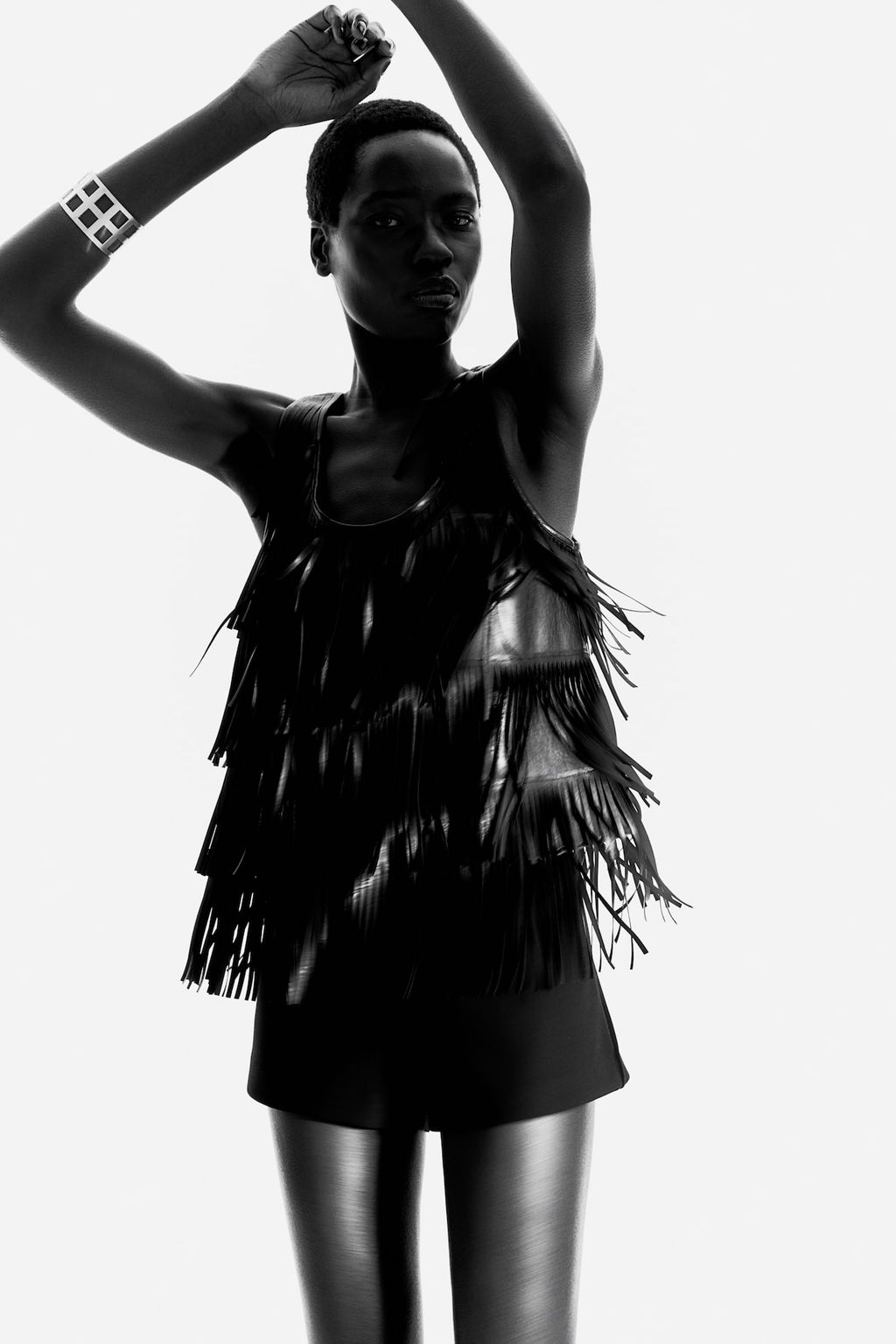 Top de tirantes en tejido revestido con flecos - H&m фото 3