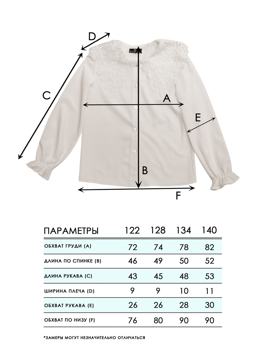 Блузка для девочек - Синий мир фото 8