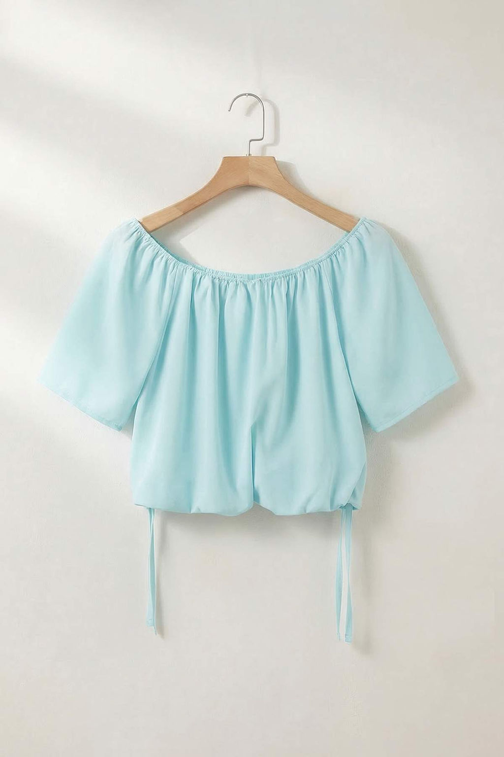 Su Yesili Baglama Detayl? Carmen Yaka Dokuma Balon Bluz TWOSS26BZ00419 - Trendyolmilla фото 2