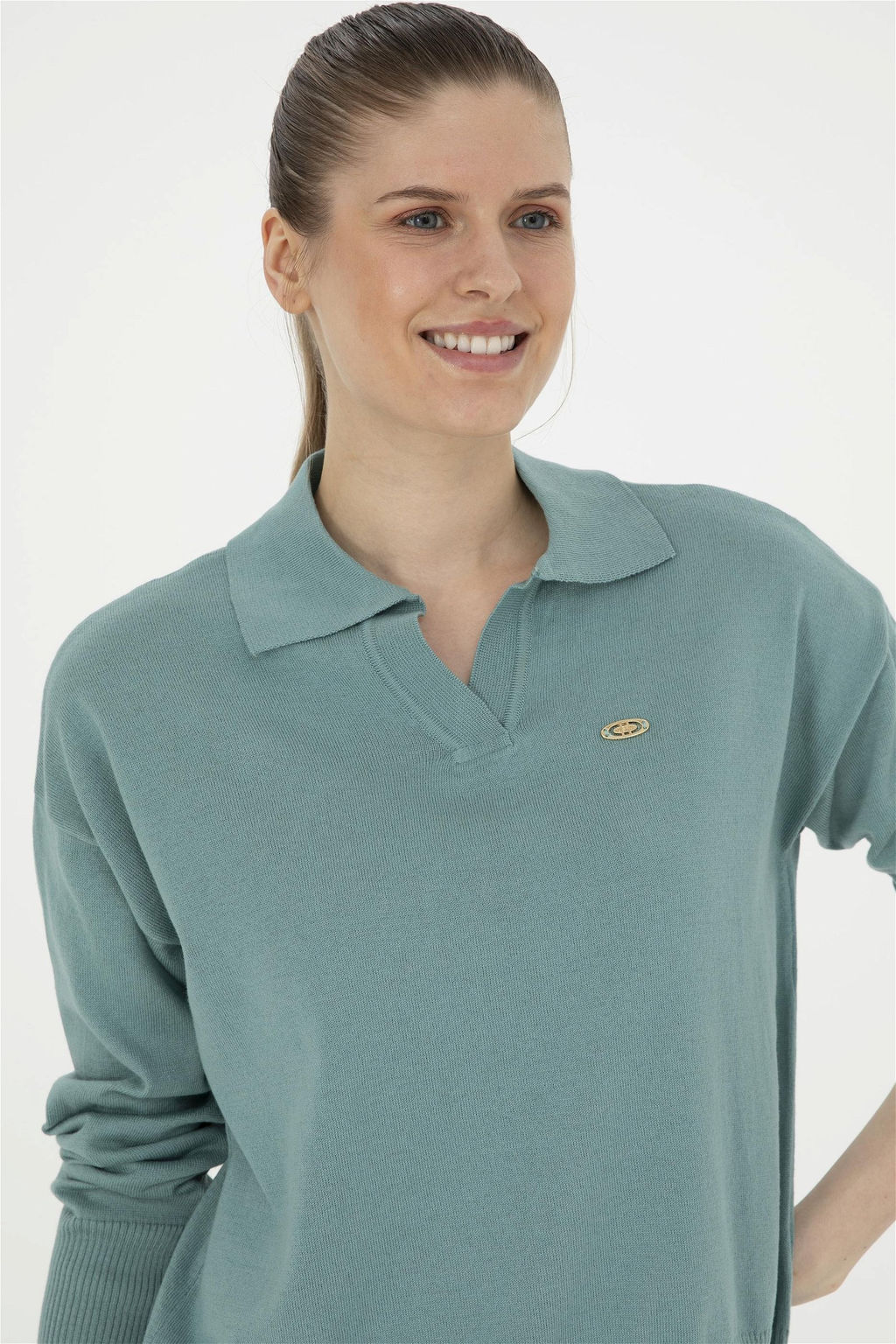 Женский мятный свитер-поло Yala Неожиданная скидка в корзине - U.s. polo assn фото 2