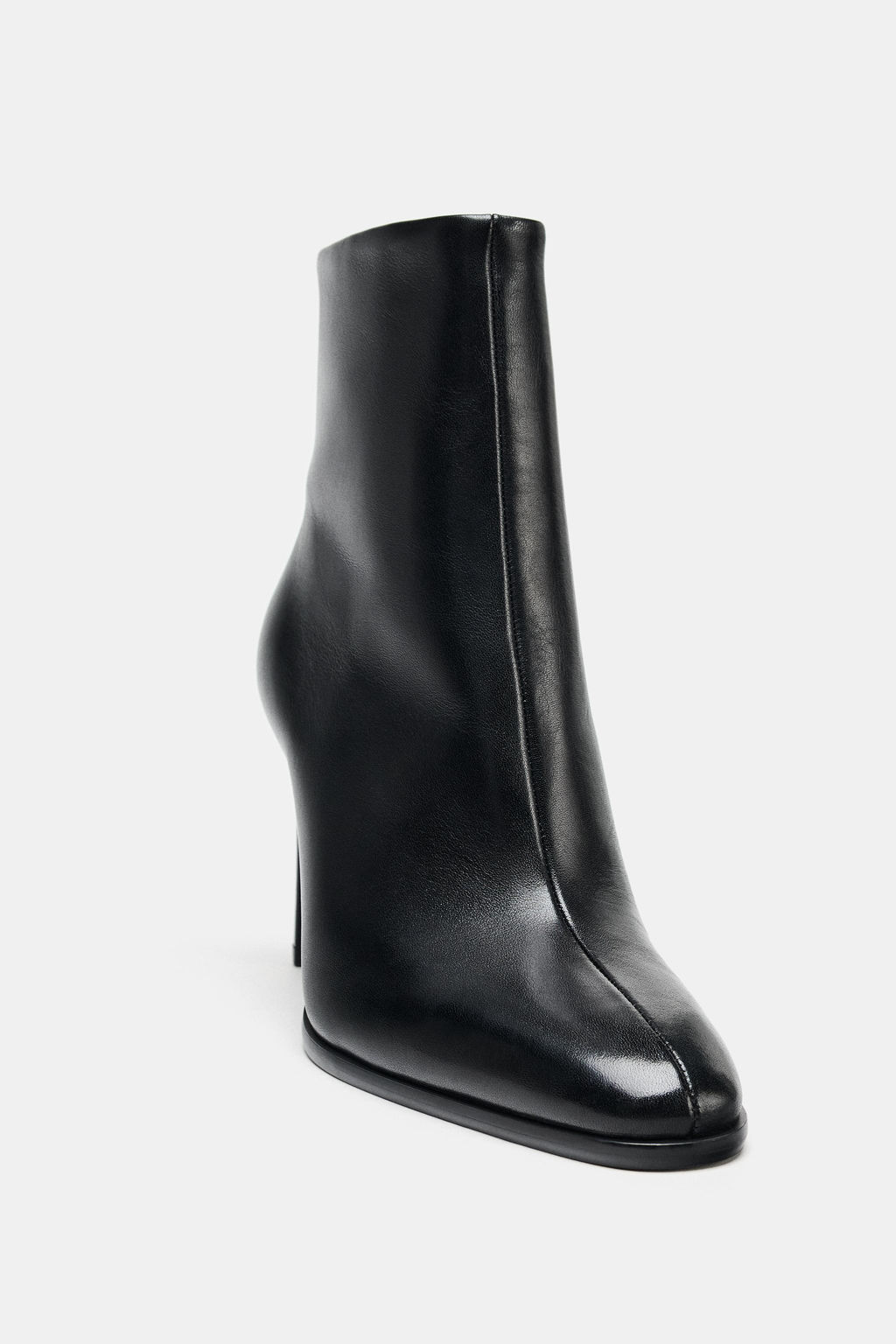 LEATHER HIGH-HEEL ANKLE BOOTS - Zara фото 4