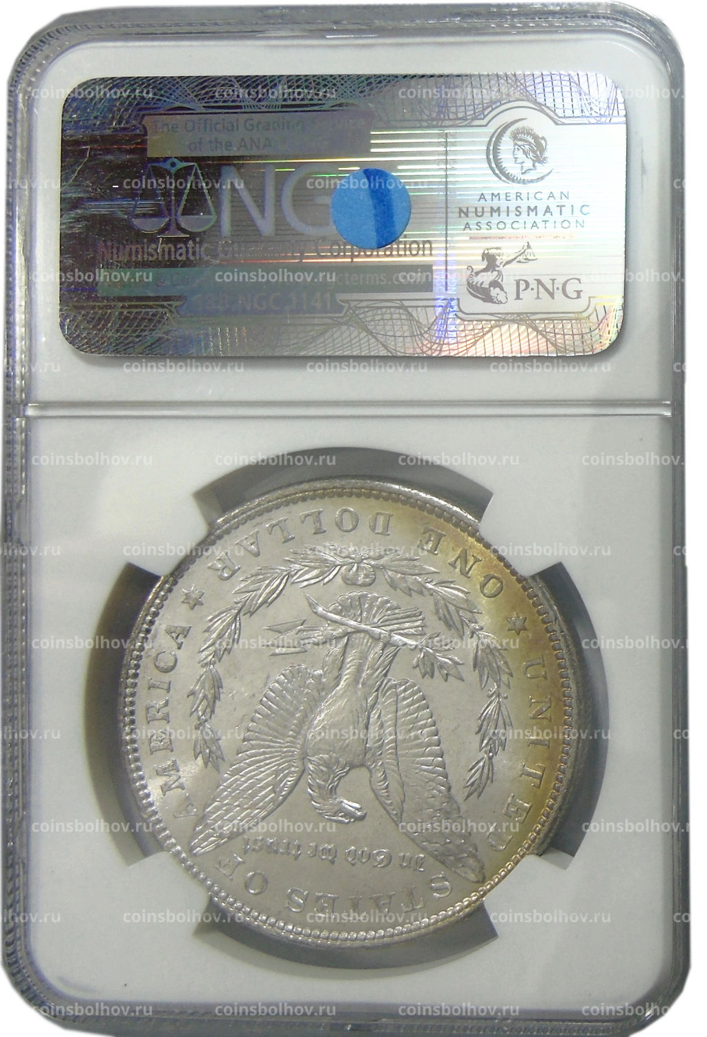 1 доллар 1887 года США Доллар Моргана (в слабе NGC MS 63)