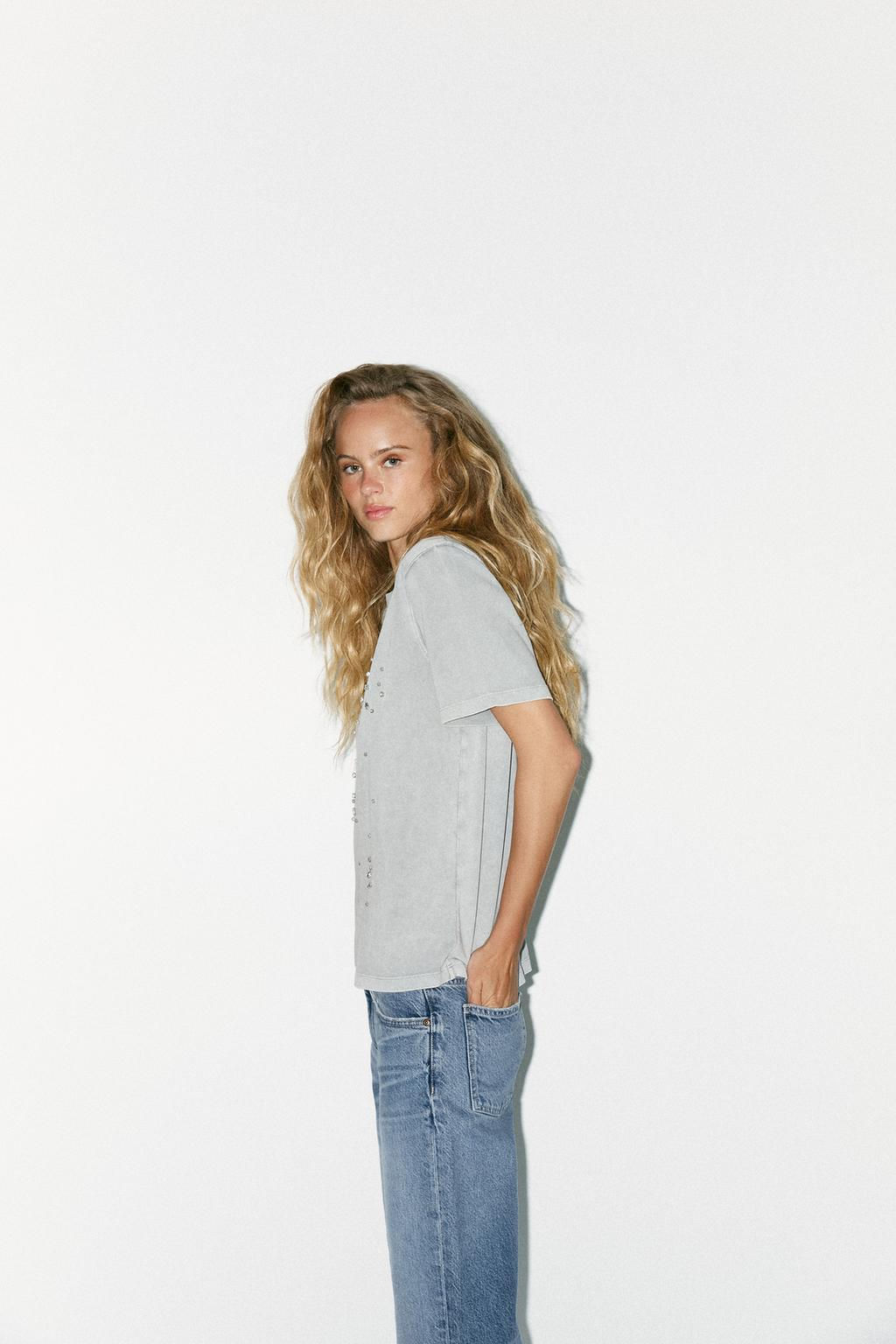 JEWEL FADED-EFFECT T-SHIRT - Zara фото 3