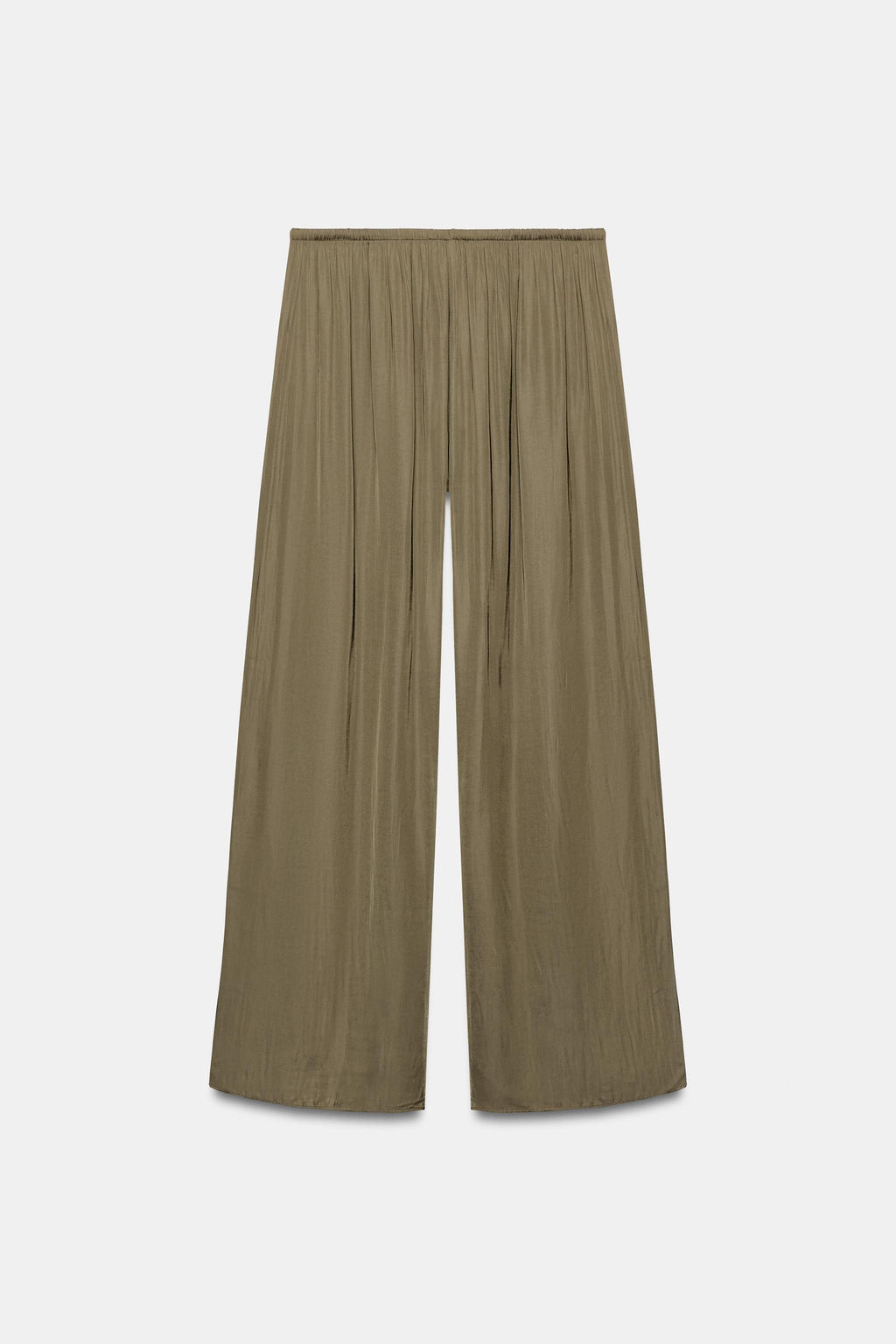 PANTAL?N FLUIDO PALAZZO / Khaki oscuro