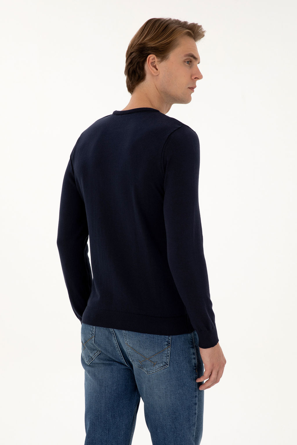 Erkek Slim Fit Bisiklet Yaka Lacivert Basic Kazak - U.s. polo assn фото 12