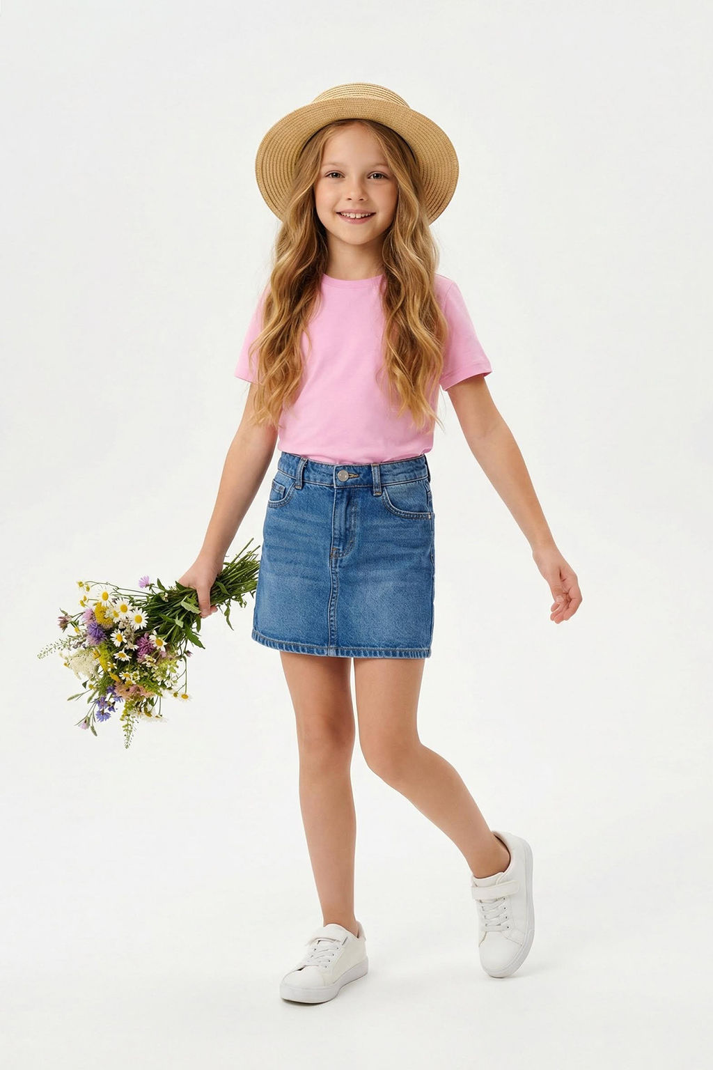 Pembe K?z Cocuk %100 Pamuk Basic K?sa Kol Orme T-Shirt TKDSS25TS00007 - Trendyolmilla фото 3