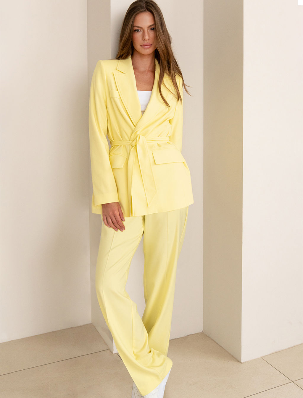 Брюки Vilatte прямые из поливискозы с фактурой желтый  фото 6