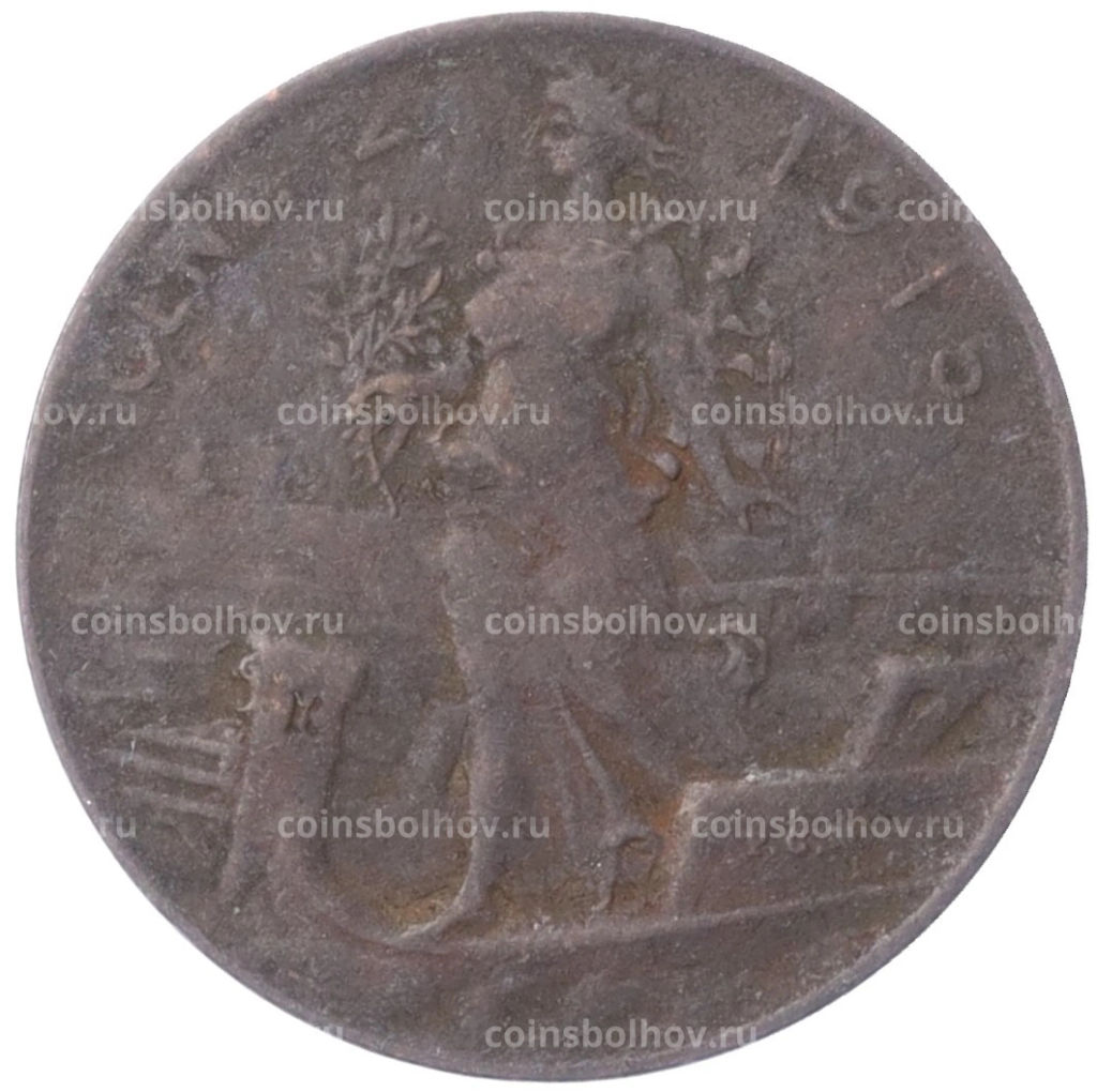 Монета 2 чентезимо 1915 года Италия