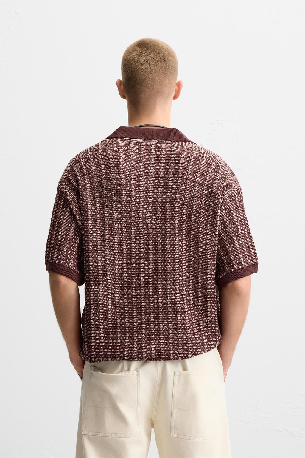 CONTRAST TEXTURED KNIT POLO SHIRT - Zara фото 3