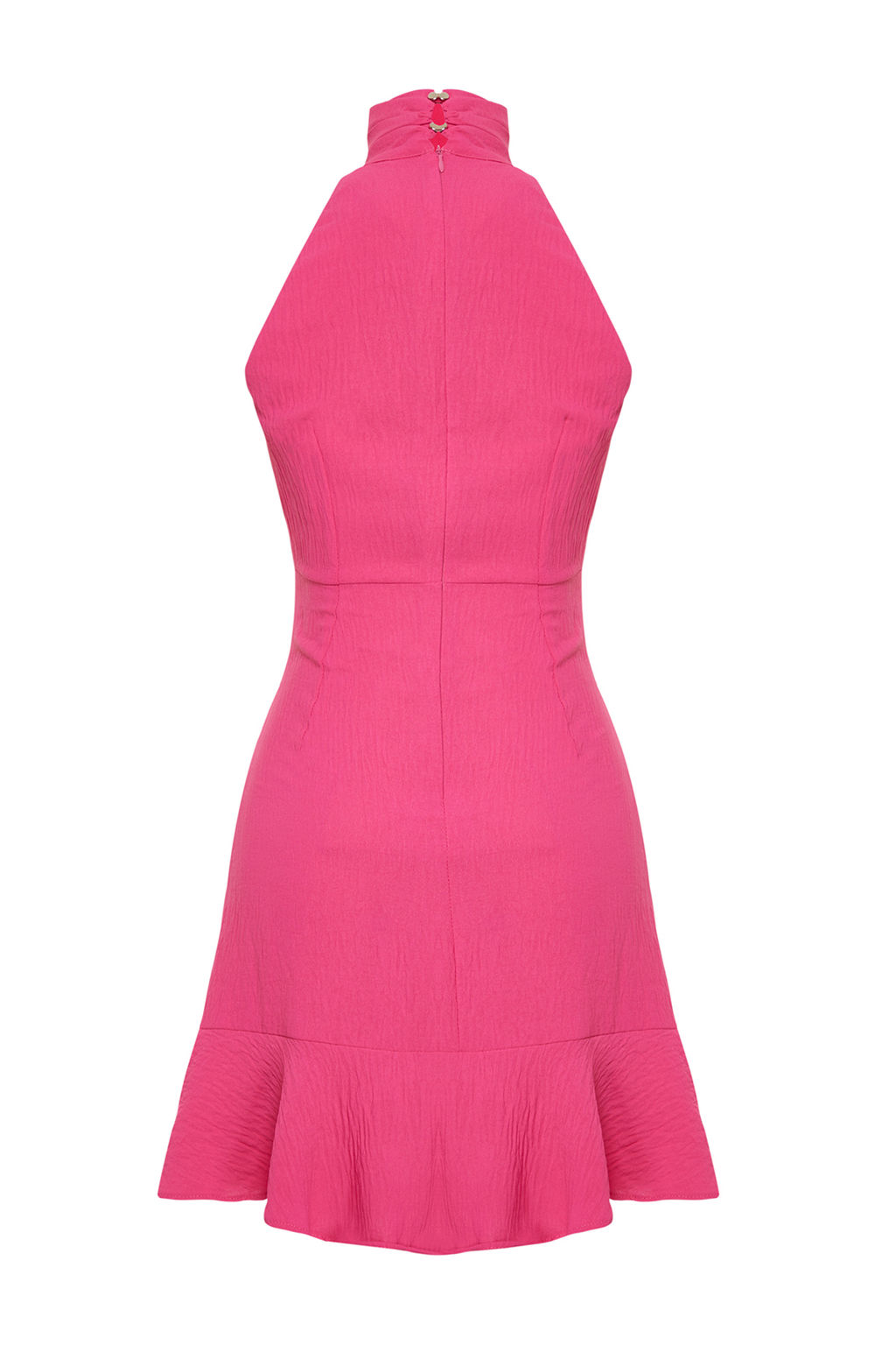 Pembe Halter Yaka A Kesim Mini Dokuma Elbise TWOSS21EL1538