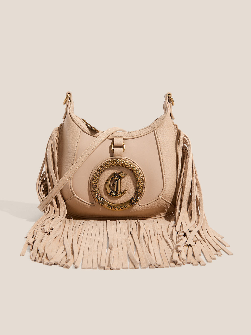 Женская сумка на плечо JUST CAVALLI ASCOT W/FRINGES Артикул 4450879, темно-бежевый