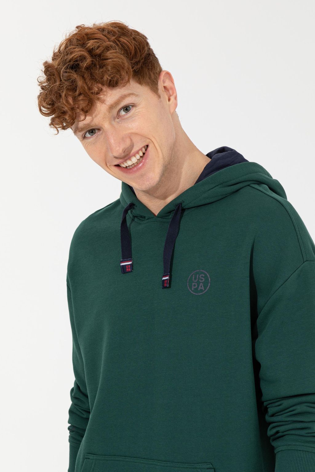 U. S. Polo Assn Мужская зеленая толстовка оверсайз с капюшоном - U.s. polo assn фото 4