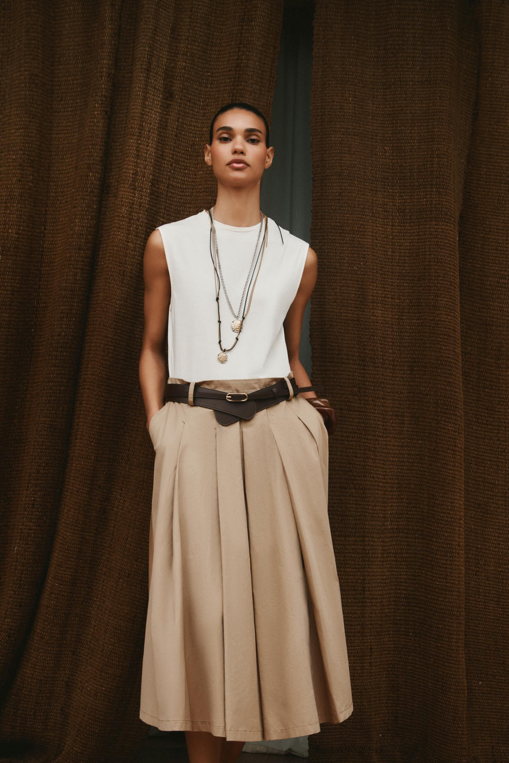 CONTRAST BELTED DRESS - Zara фото 8