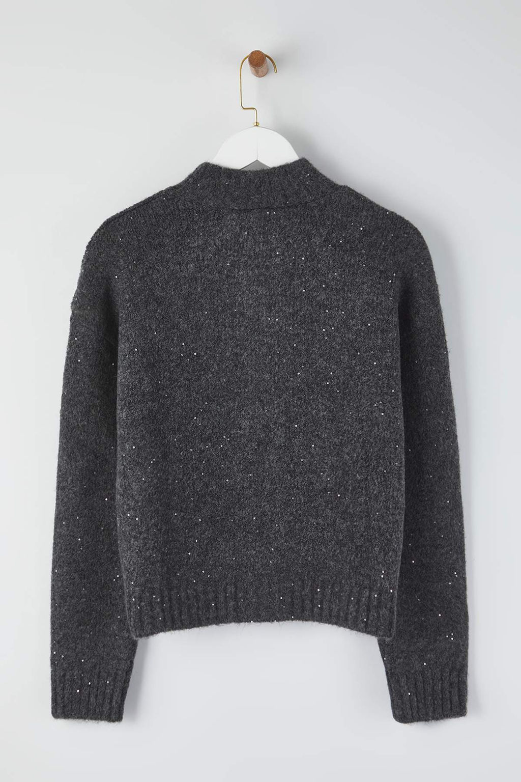 Vizon Fermuarl? Dik Yaka Yumusak Dokulu Payetli Triko H?rka TWOAW26HI00053 - Trendyolmilla фото 3