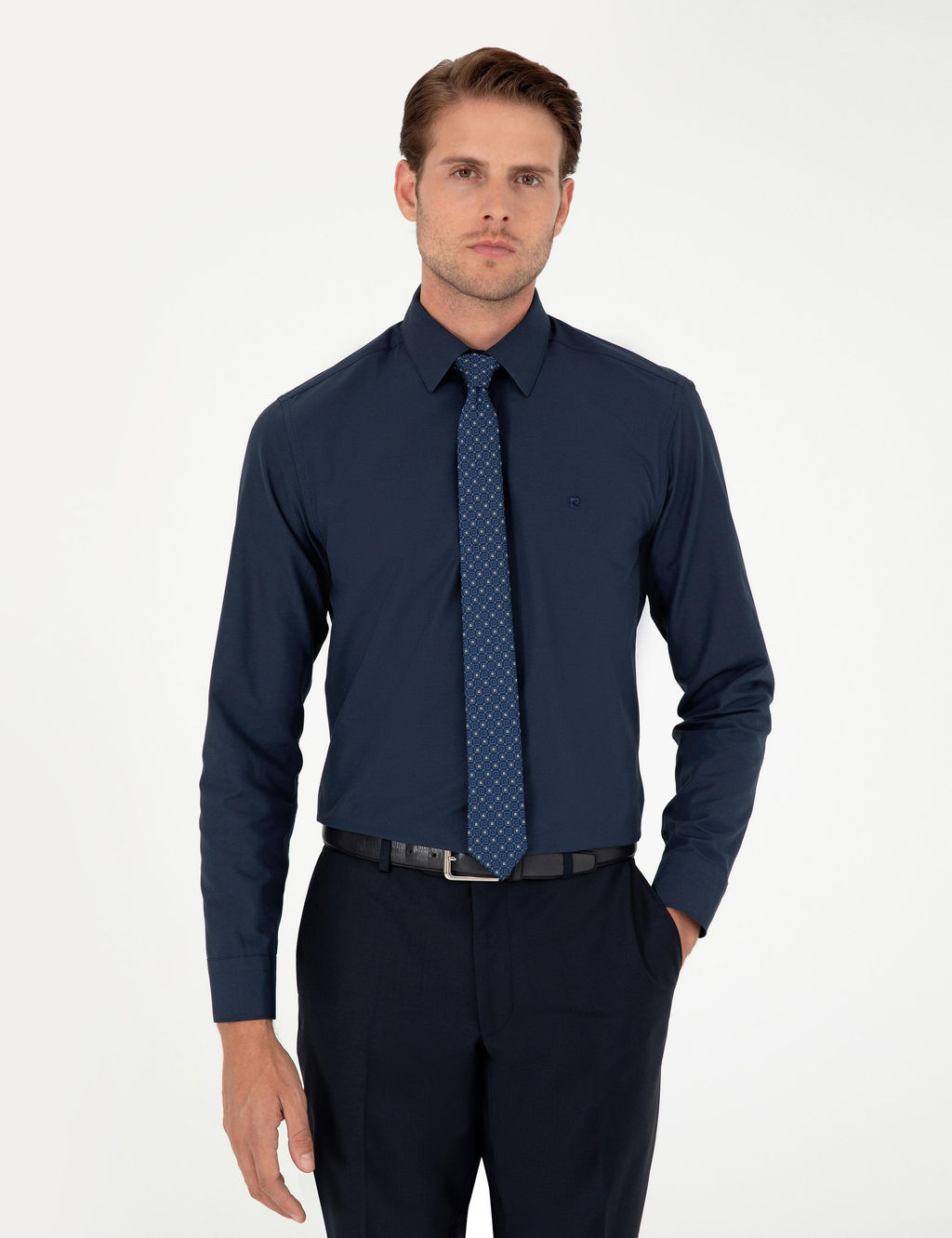 Lacivert Slim Fit Uzun Kollu Basic G_mlek