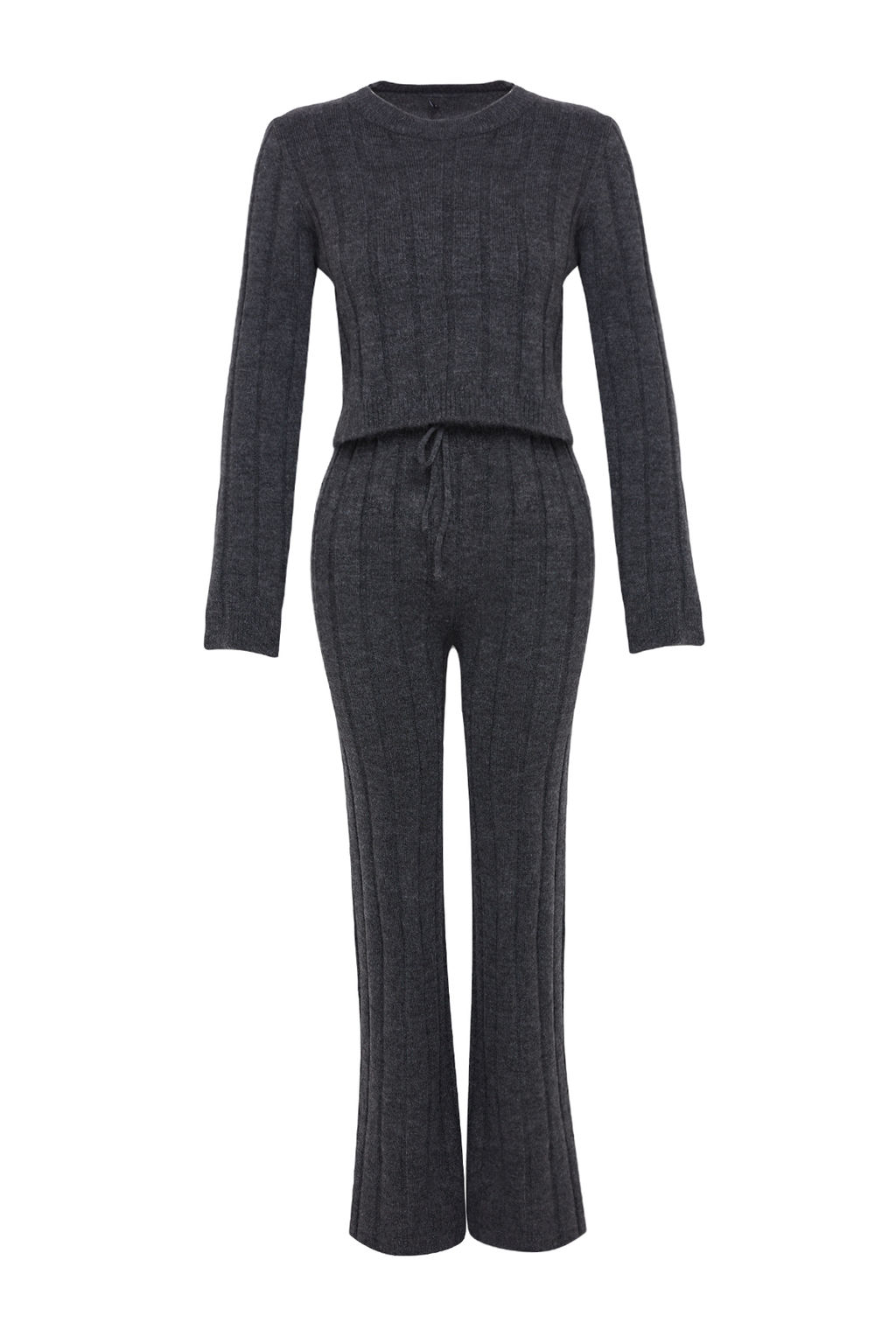 Antrasit Crop Yumusak Dokulu Triko Alt-Ust Tak?m TWOAW25AU00038 - Trendyolmilla фото 6