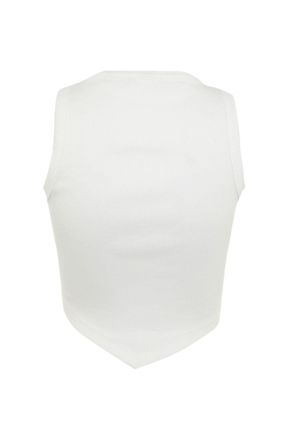Ekru Asimetrik Super Crop Fitilli Esnek Orme Atlet TWOSS22AL0065