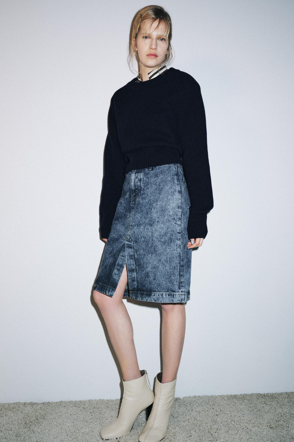 ZW COLLECTION DENIM MIDI SKIRT - Zara фото 6