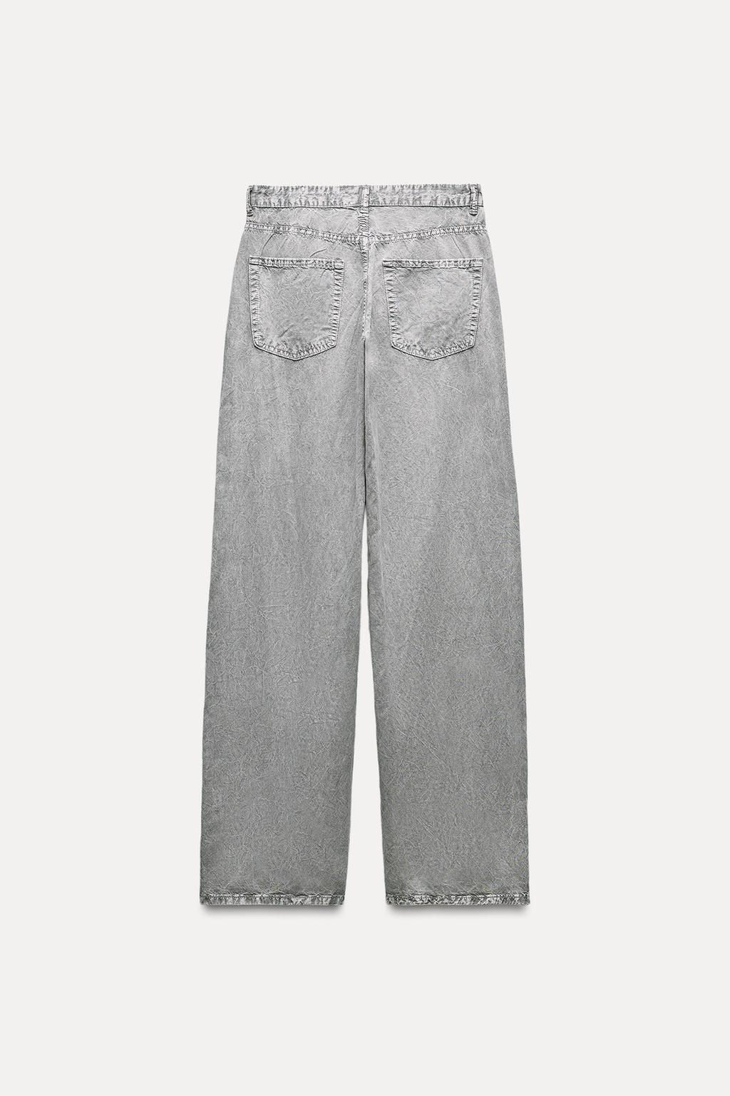 DENIM-EFFECT WIDE-LEG FLOWING TROUSERS - Zara фото 8