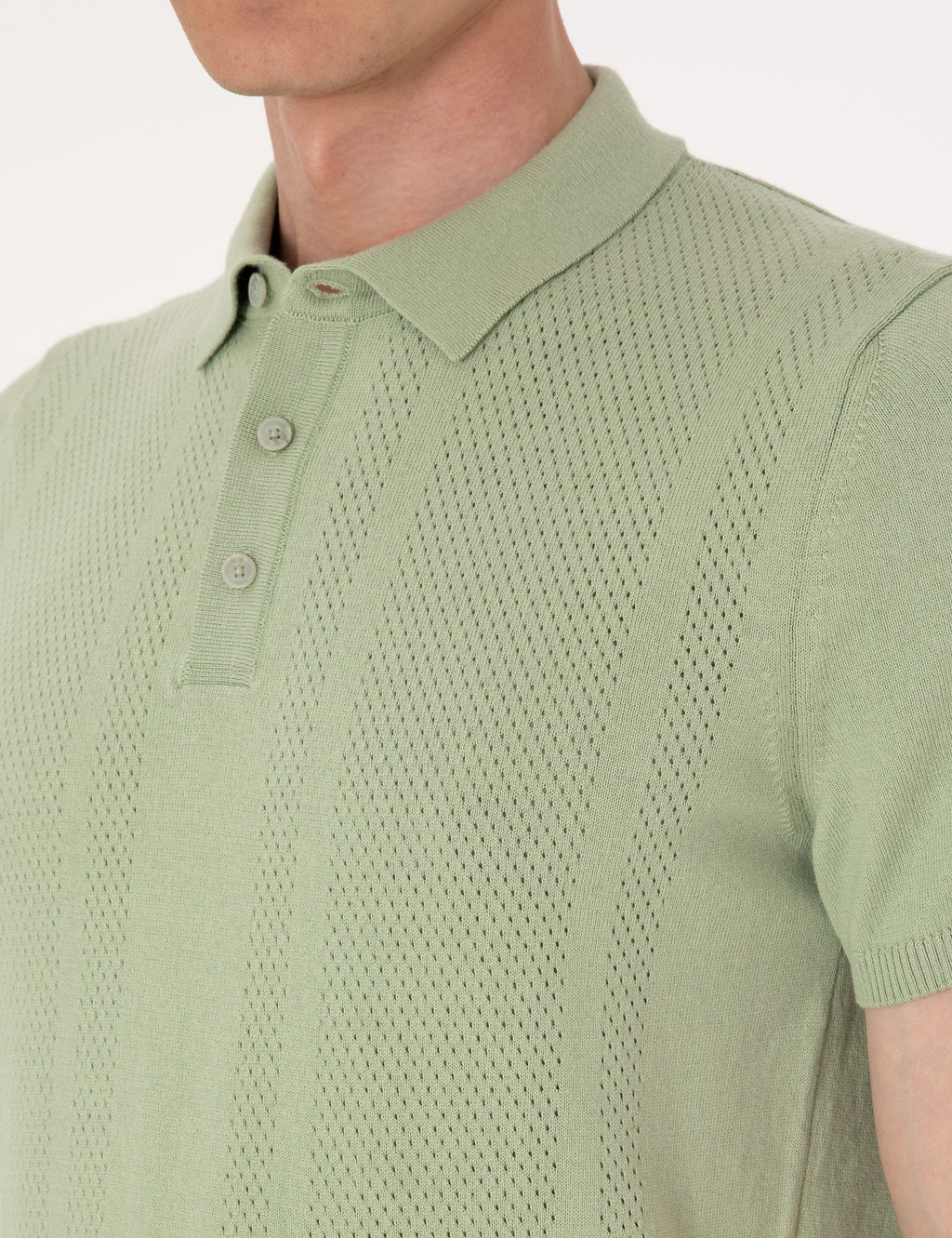 A__k Haki Slim Fit %100 Pamuk Polo Yaka Triko Ti__rt