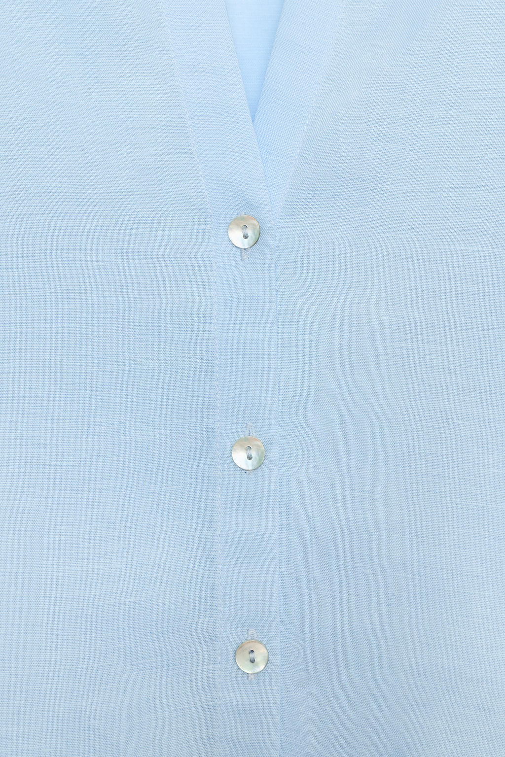 CAMISA MANGA ABULLONADA CON LINO / Celeste - Zara фото 7