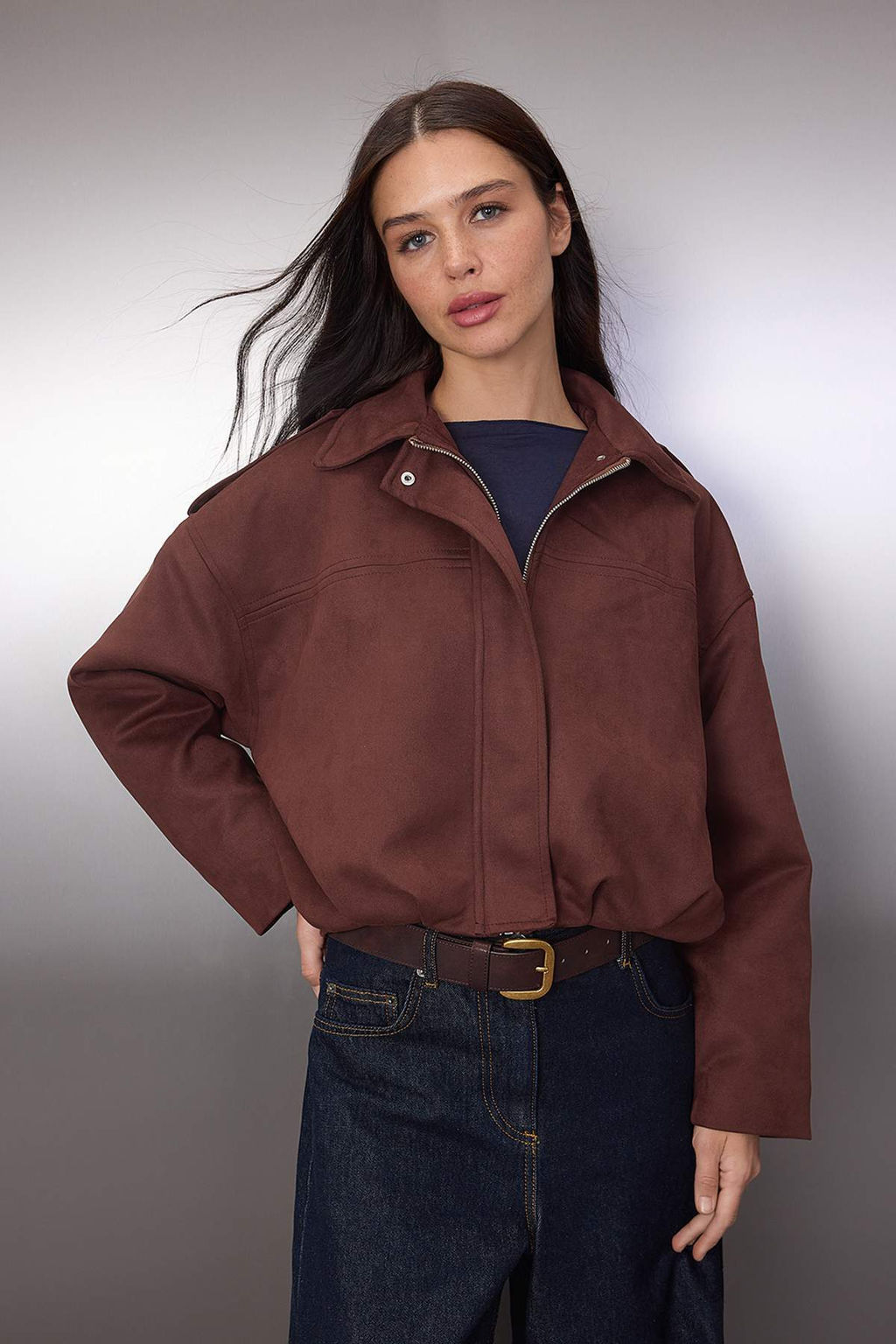 Haki Oversize Kal?p Suet Bomber Ince Ceket Mont TWOAW26MO00125 - Trendyolmilla фото 7