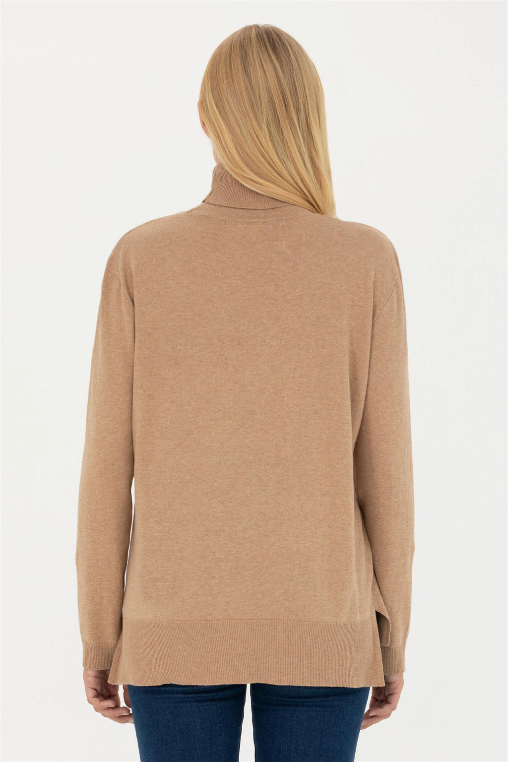 Женский базовый свитер светло-коричневого меланжевого цвета Неожиданная скидка в корзине - U.s. polo assn фото 5