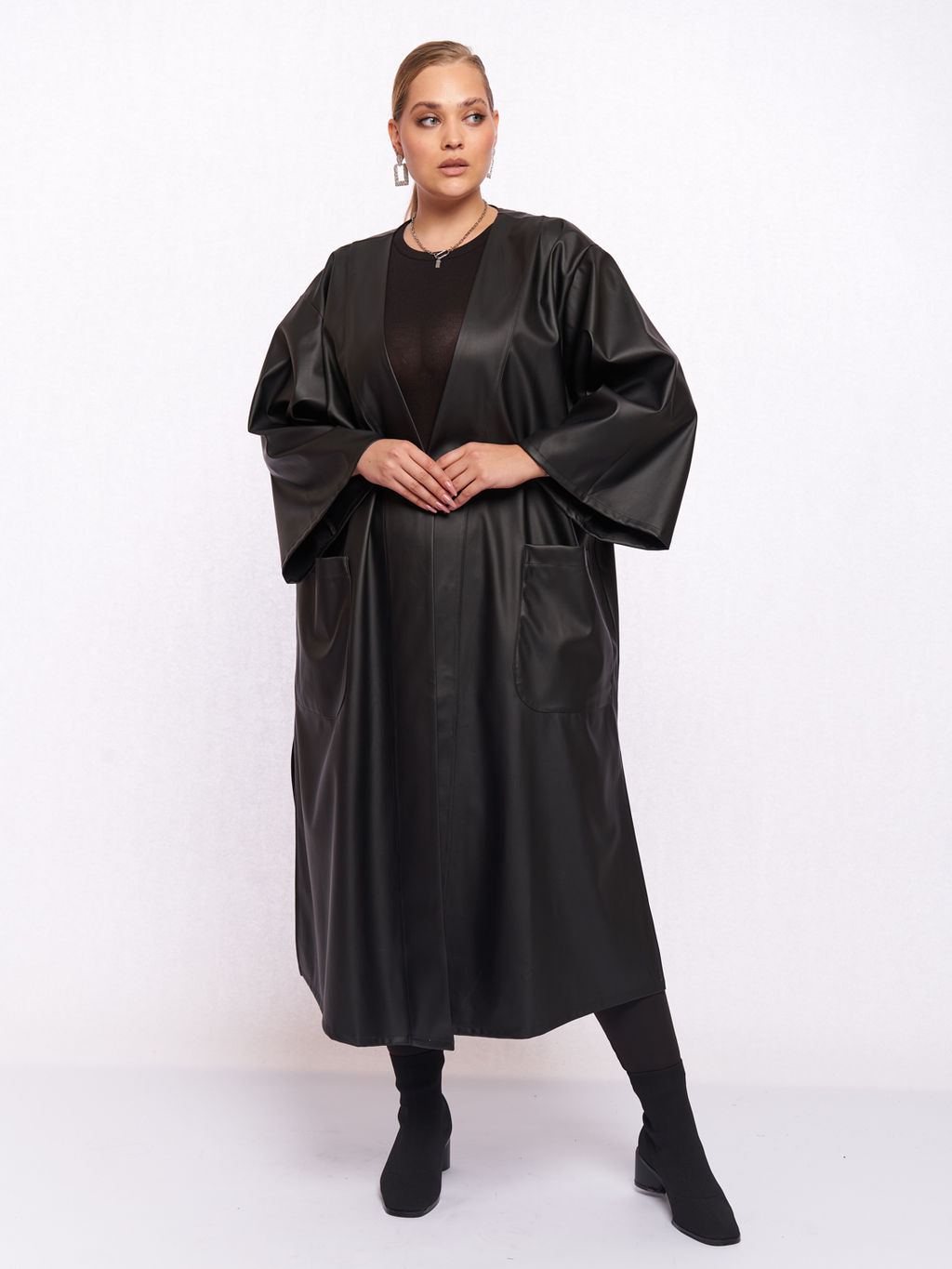 Кардиган кожаный KA05109BLK01