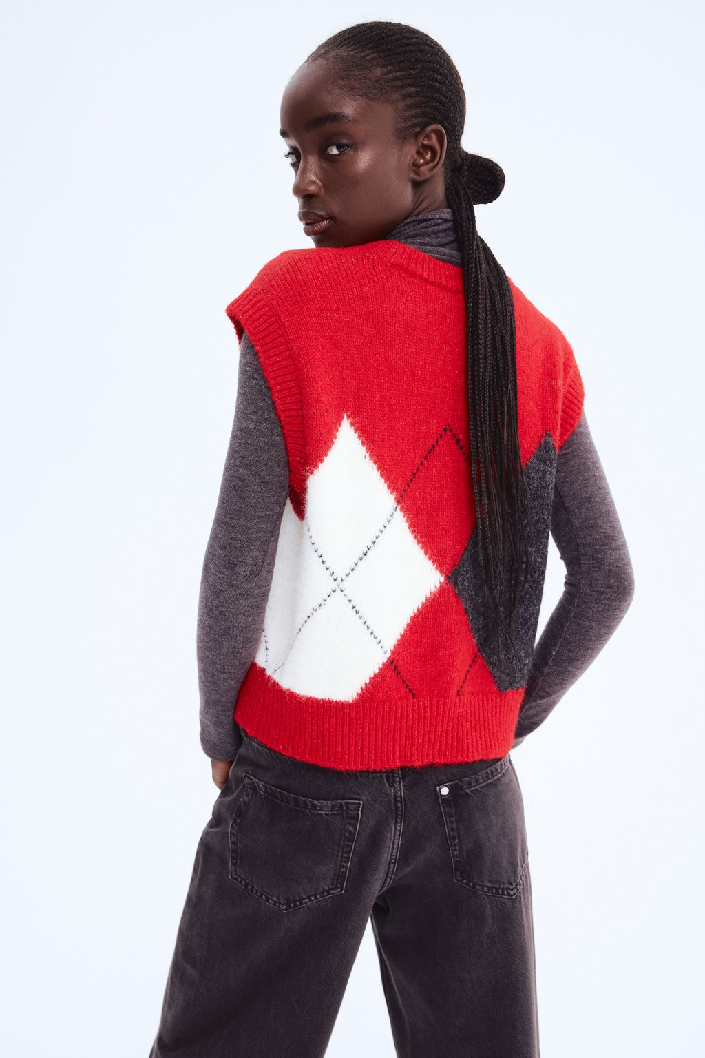 Su?ter sin mangas en punto jacquard - H&m фото 2
