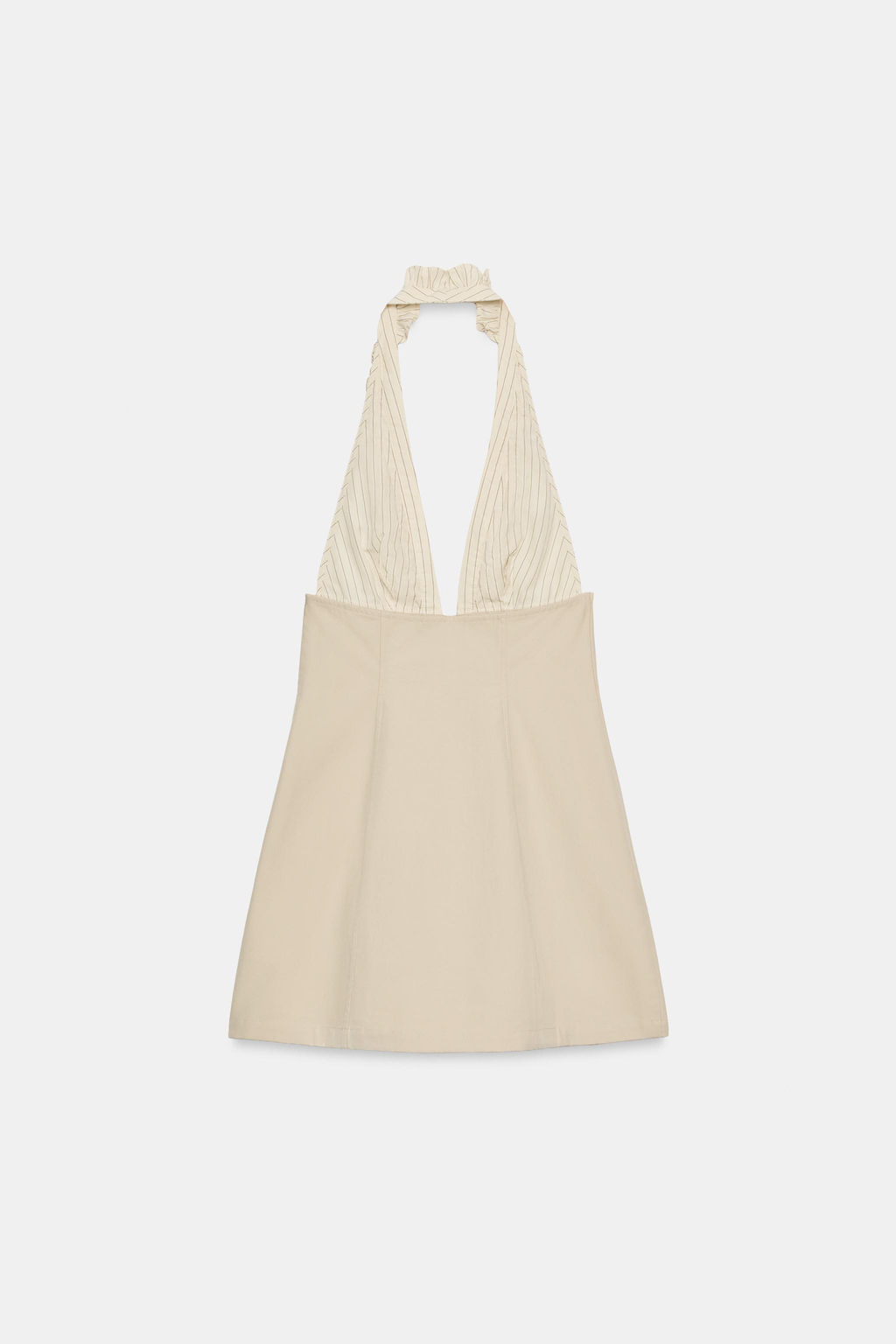 VESTIDO CORTO HALTER COMBINADO VOLANTES / Beige - Zara фото 5