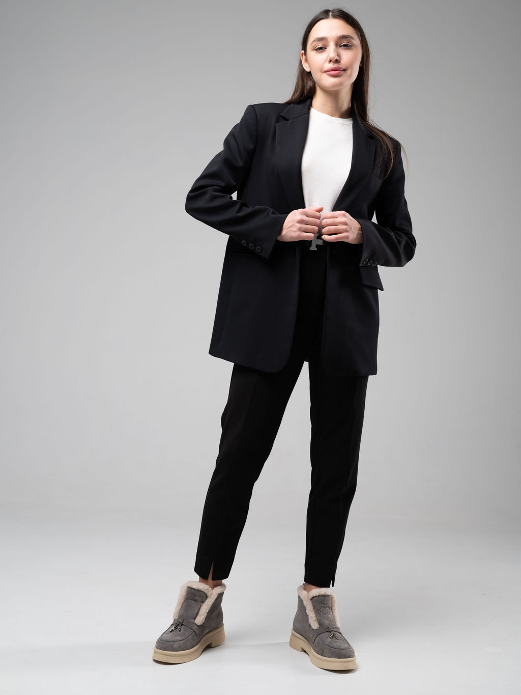 Ботинки 307.florida be.Серый замок замша/шерсть