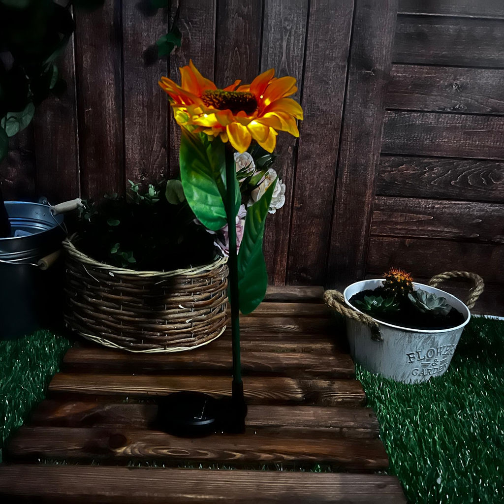 USL-S-814/PT700 SUNFLOWER Садовый светильник на солнечной батарее Подсолнух. 8 светодиодов. Теплый белый свет. 1*АА Ni-Mh аккумулятор в/к. IP44. TM Uniel - Volpe фото 7