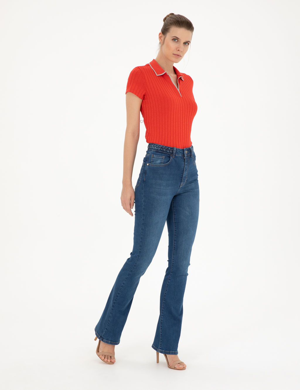 Koyu _ndigo Flare Fit Jean Pantolon