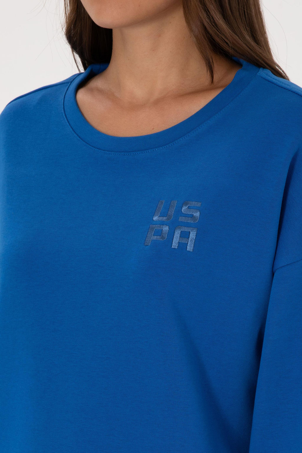 Kad_n Koyu Mavi Bisiklet Yaka Basic Sweatsh_rt Sepette S_rpriz _ndirim - U.s. polo assn фото 7