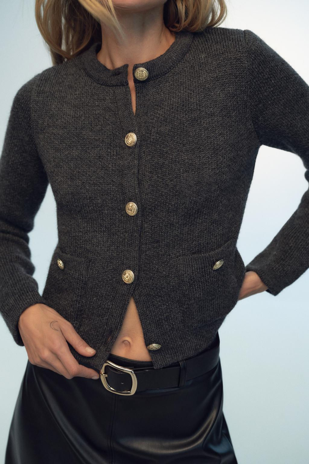 KNIT CARDIGAN WITH GOLDEN BUTTONS - Zara фото 13