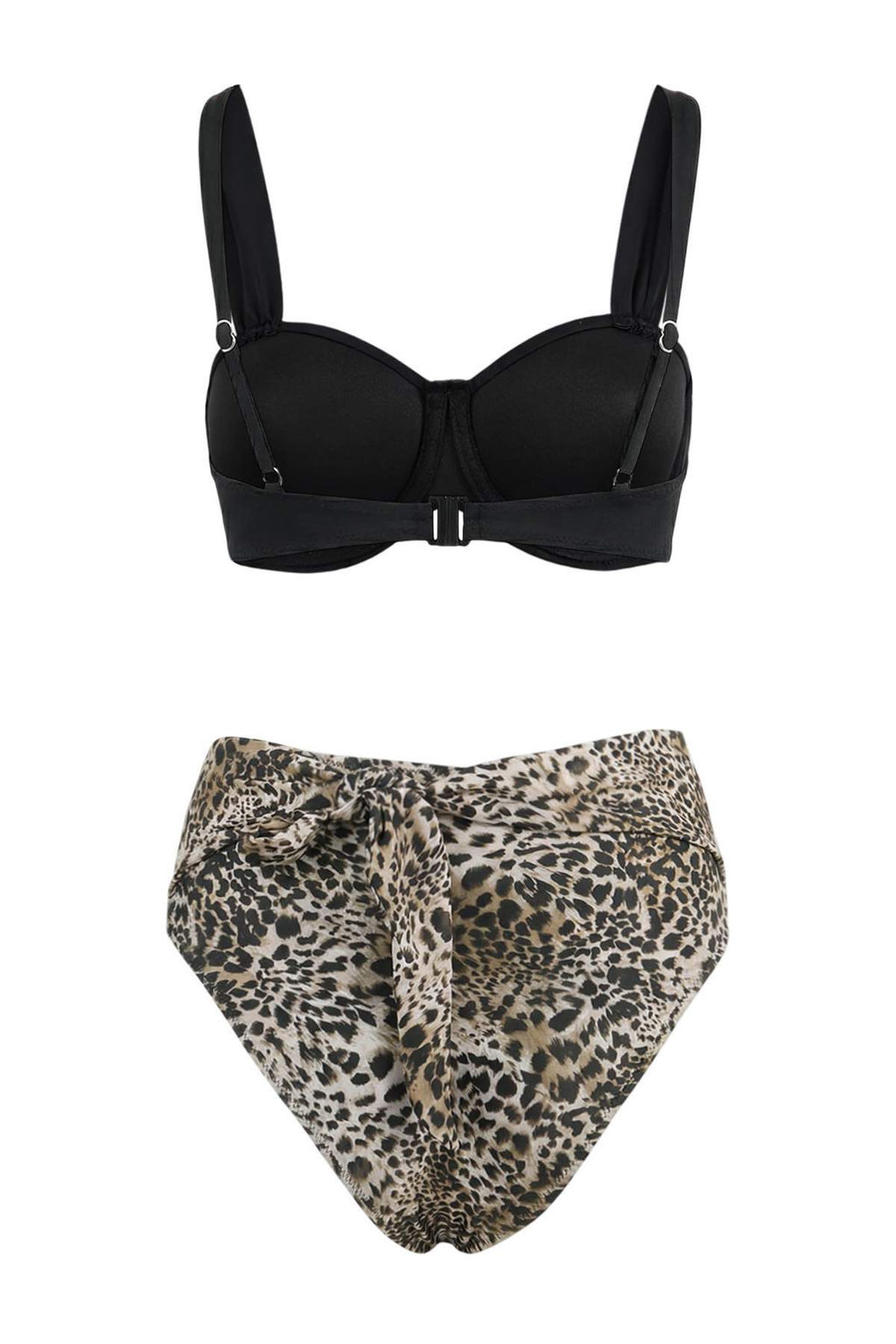 Leopar Desenli Balconette Kapl? Baglama Detayl? Yuksek Bel Regular Bikini Tak?m? TBESS26BT00035