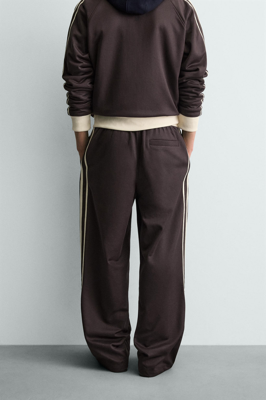 PANTAL?N JOGGER WIDE FIT BANDAS / Granate oscuro - Zara фото 3