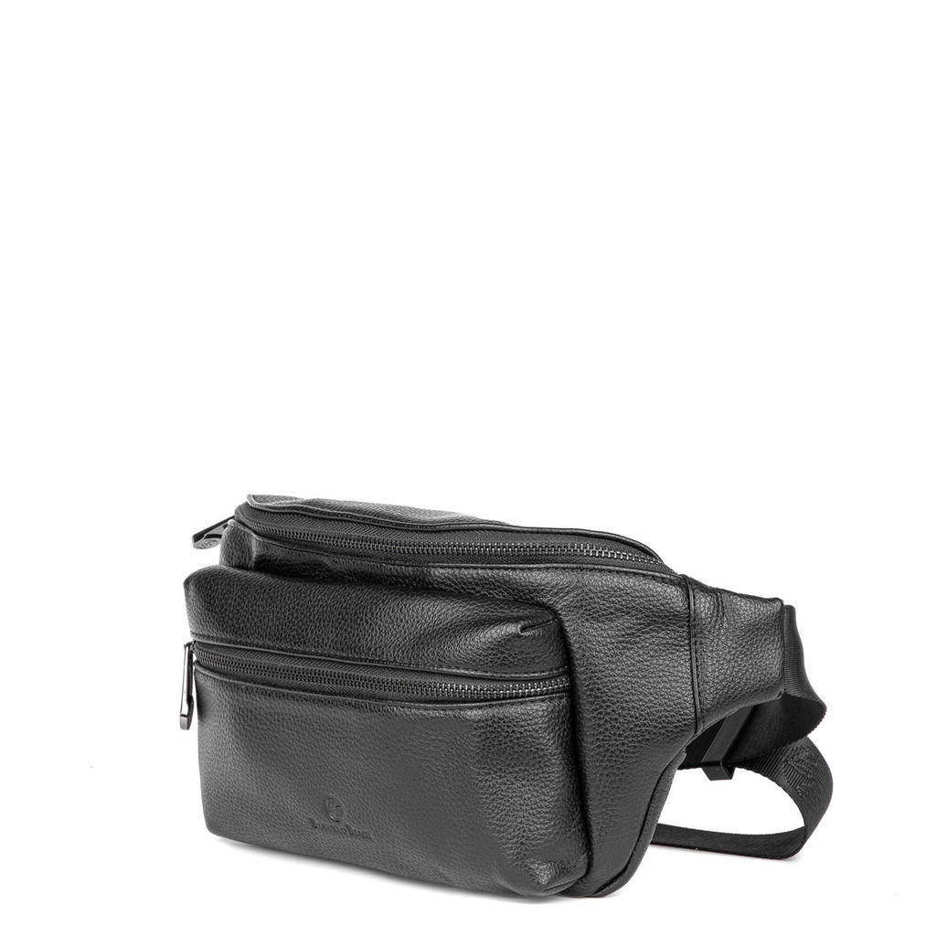 2712-B black, мужская поясная сумка из экокожи Barcelo Biagi