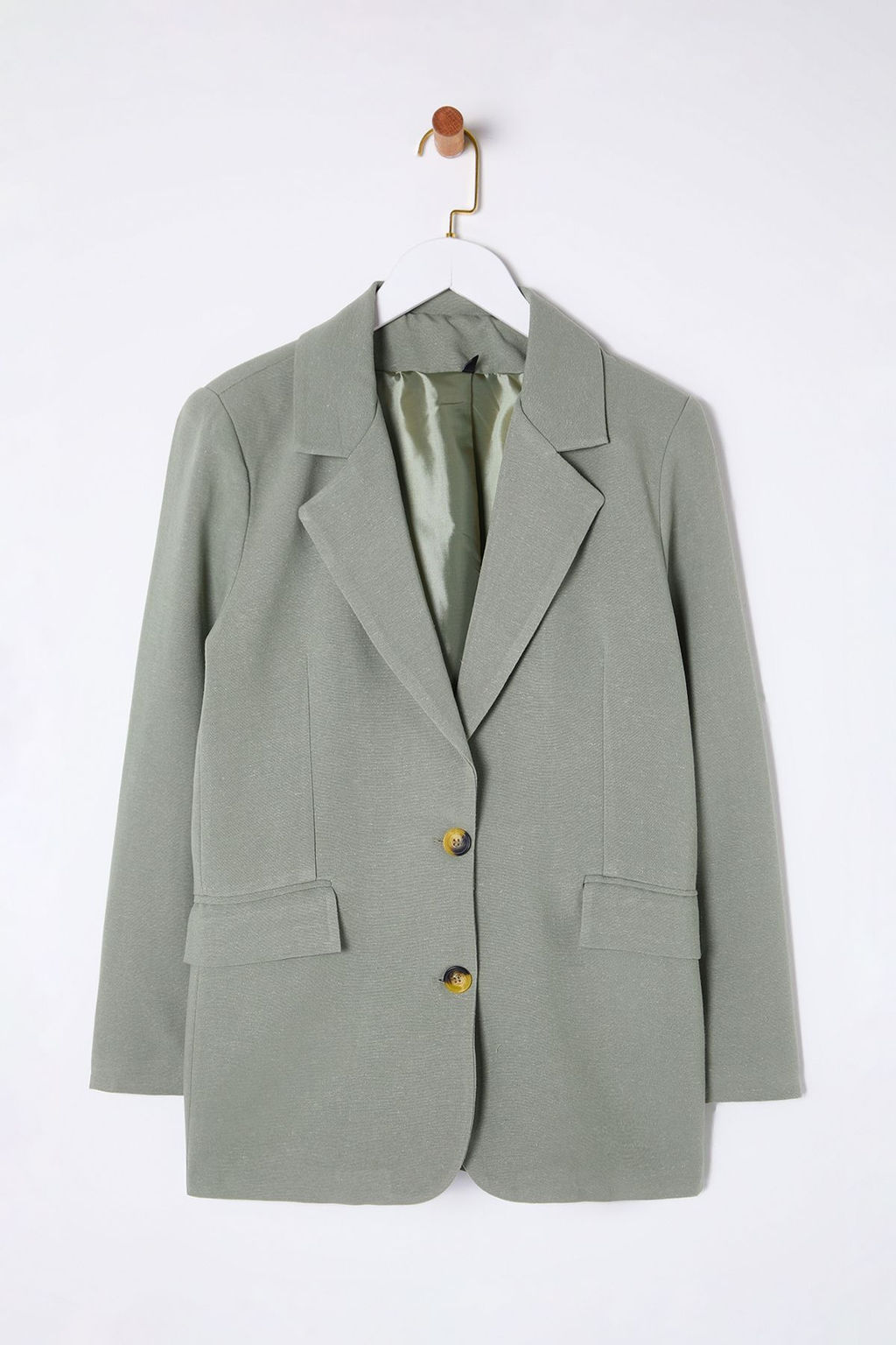 TRENDYOLMILLA Haki Keten Gorunumlu Regular Kal?p Astarl? Dokuma Blazer Ceket TWOSS25BC00004  фото 6