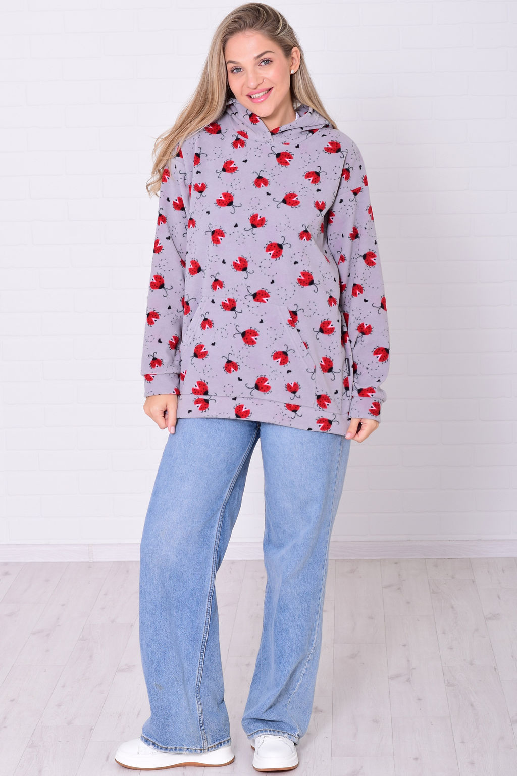 Толстовка женская 6-219 (серый) из флиса - Новое кимоно фото 2