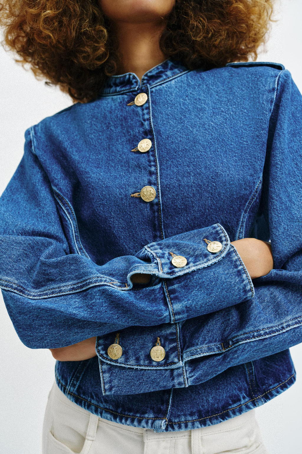 CHAQUETA Z1975 DENIM BOT?N DORADO / Azul medio - Zara фото 3