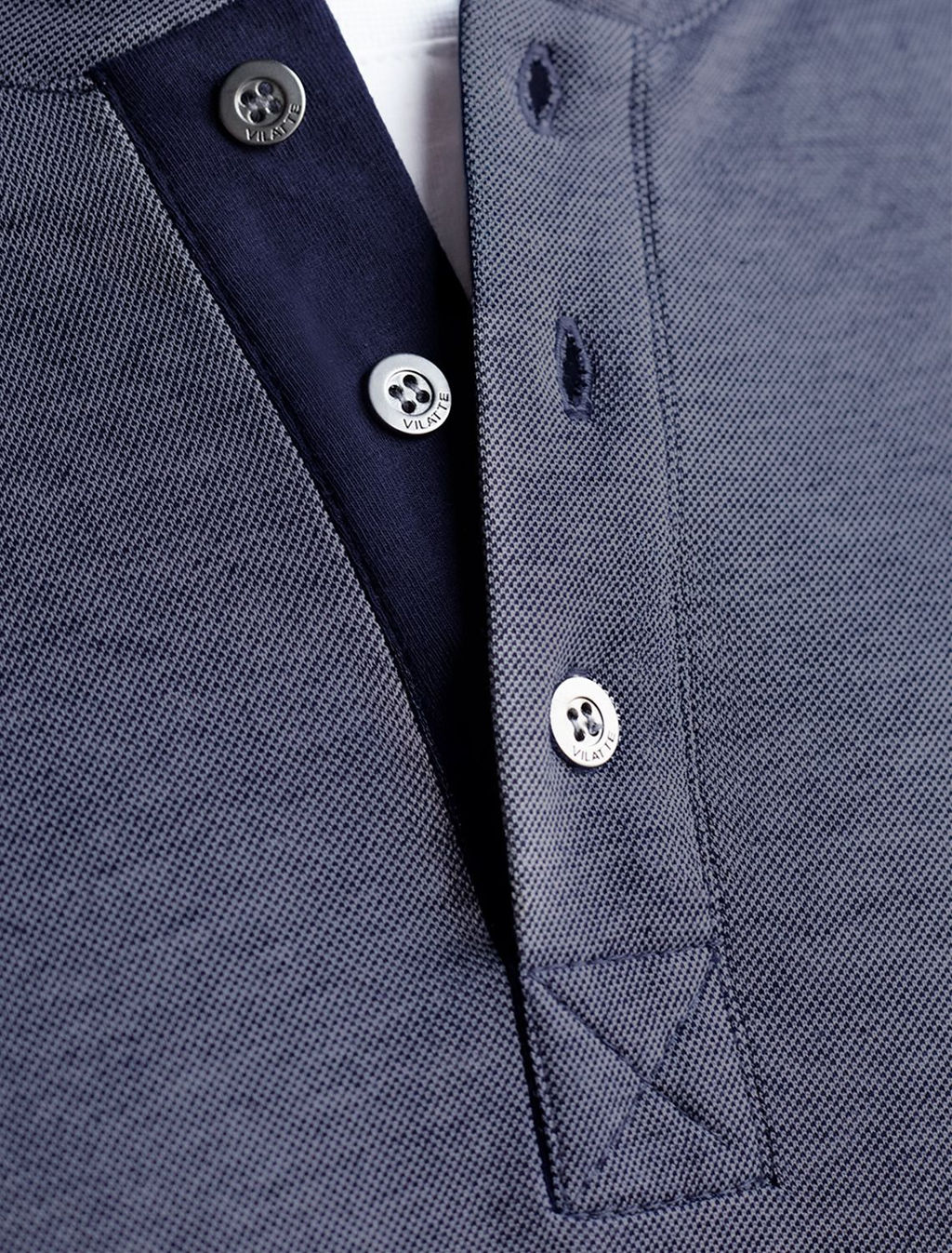 Джемпер хенли из полотна пике с меланжевым плетением с эластаном - Vilatte фото 2