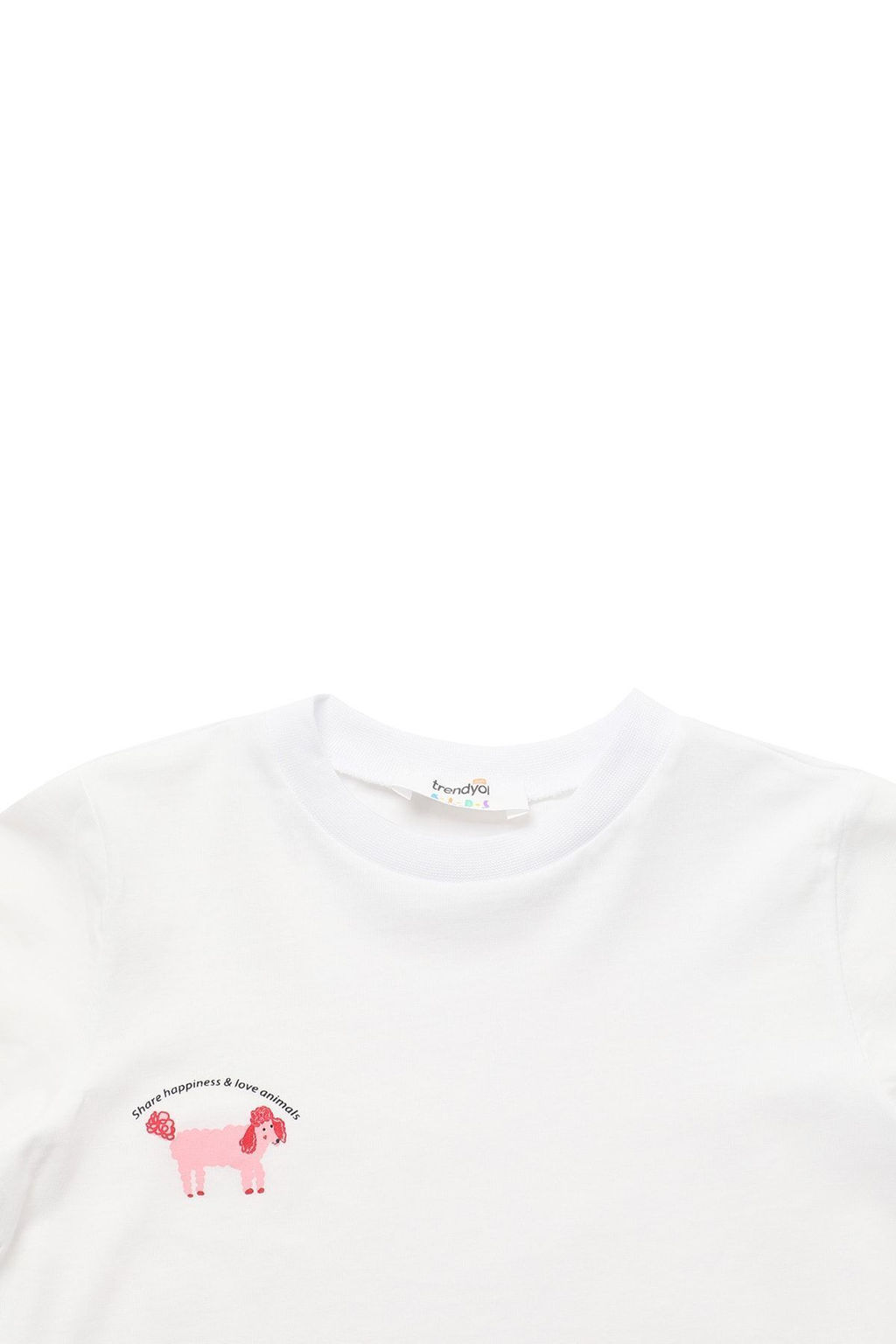 Beyaz K?z Cocuk %100 Pamuk Hayvan Bask?l? Regular/Normal Kal?p K?sa Kol Orme T-Shirt TKDSS24TS00046 - Trendyolmilla фото 7