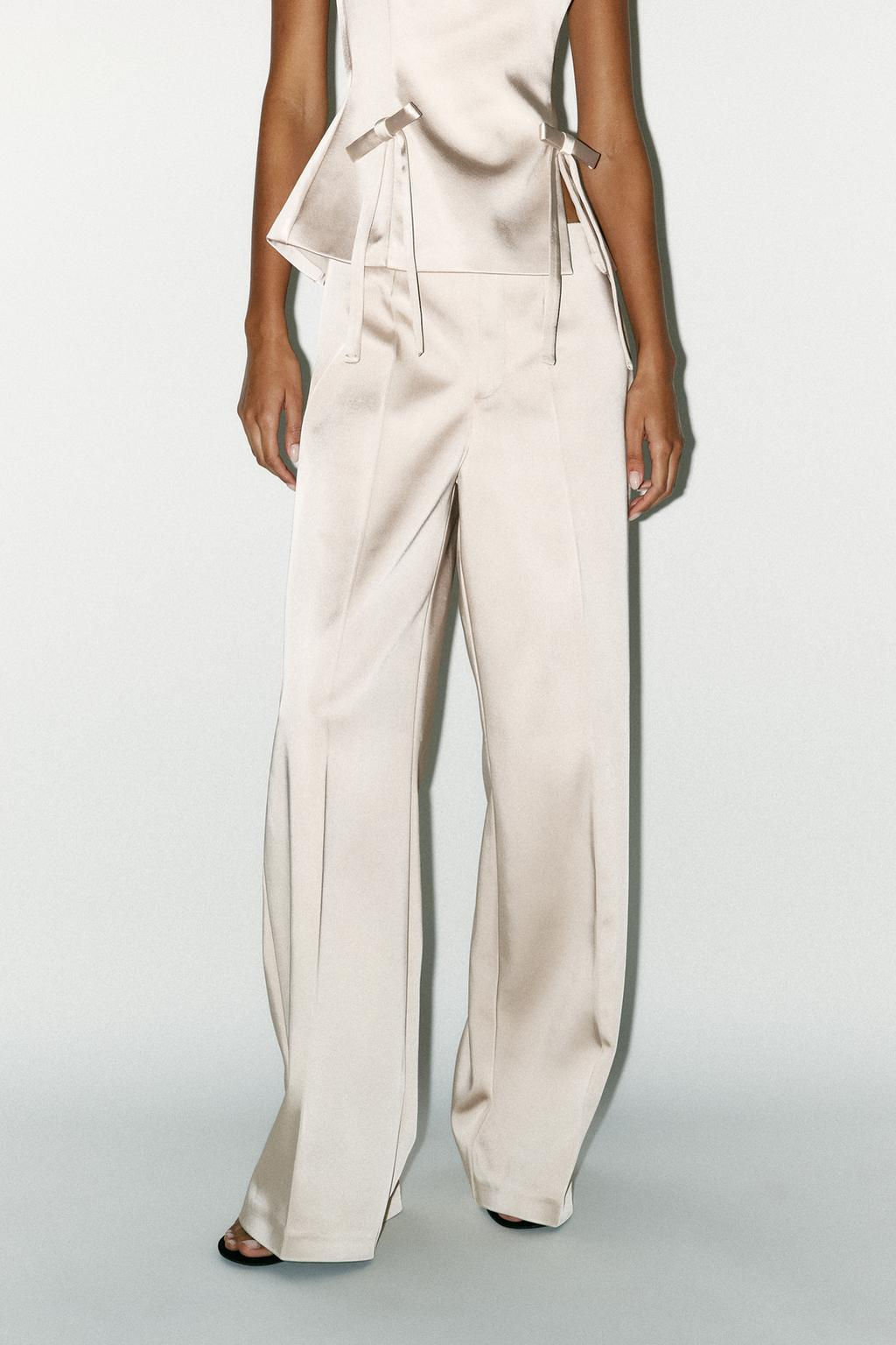 HIGH-WAIST SATIN TROUSERS - Zara фото 2