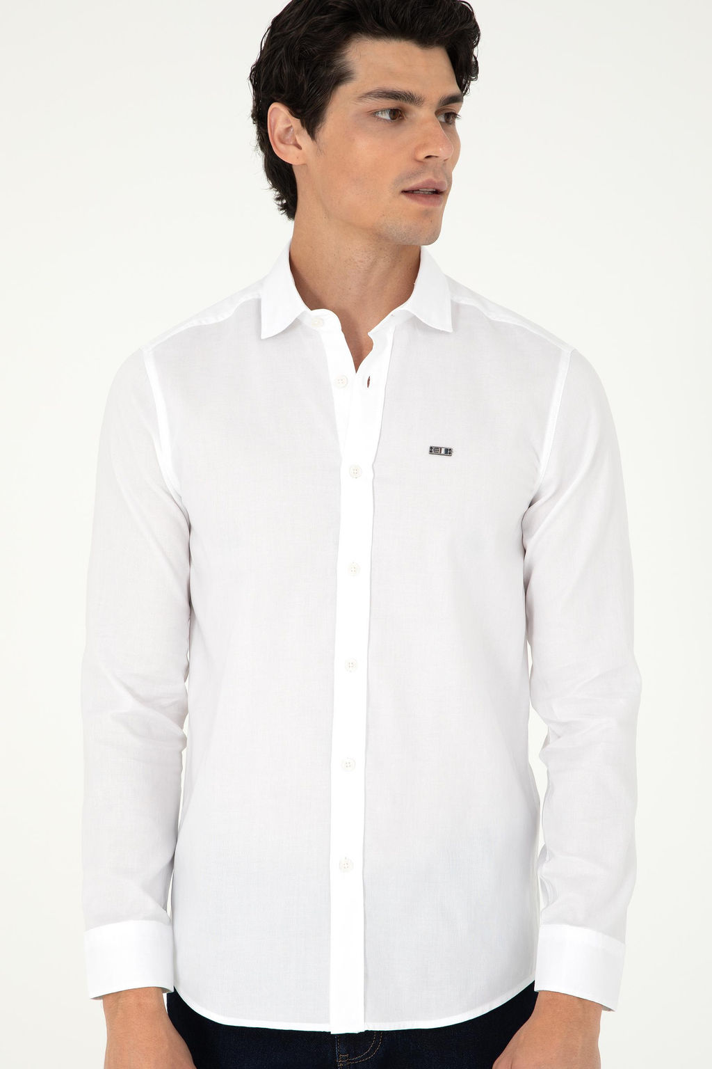 Мужская белая базовая рубашка с длинным рукавом - U.s. polo assn фото 3