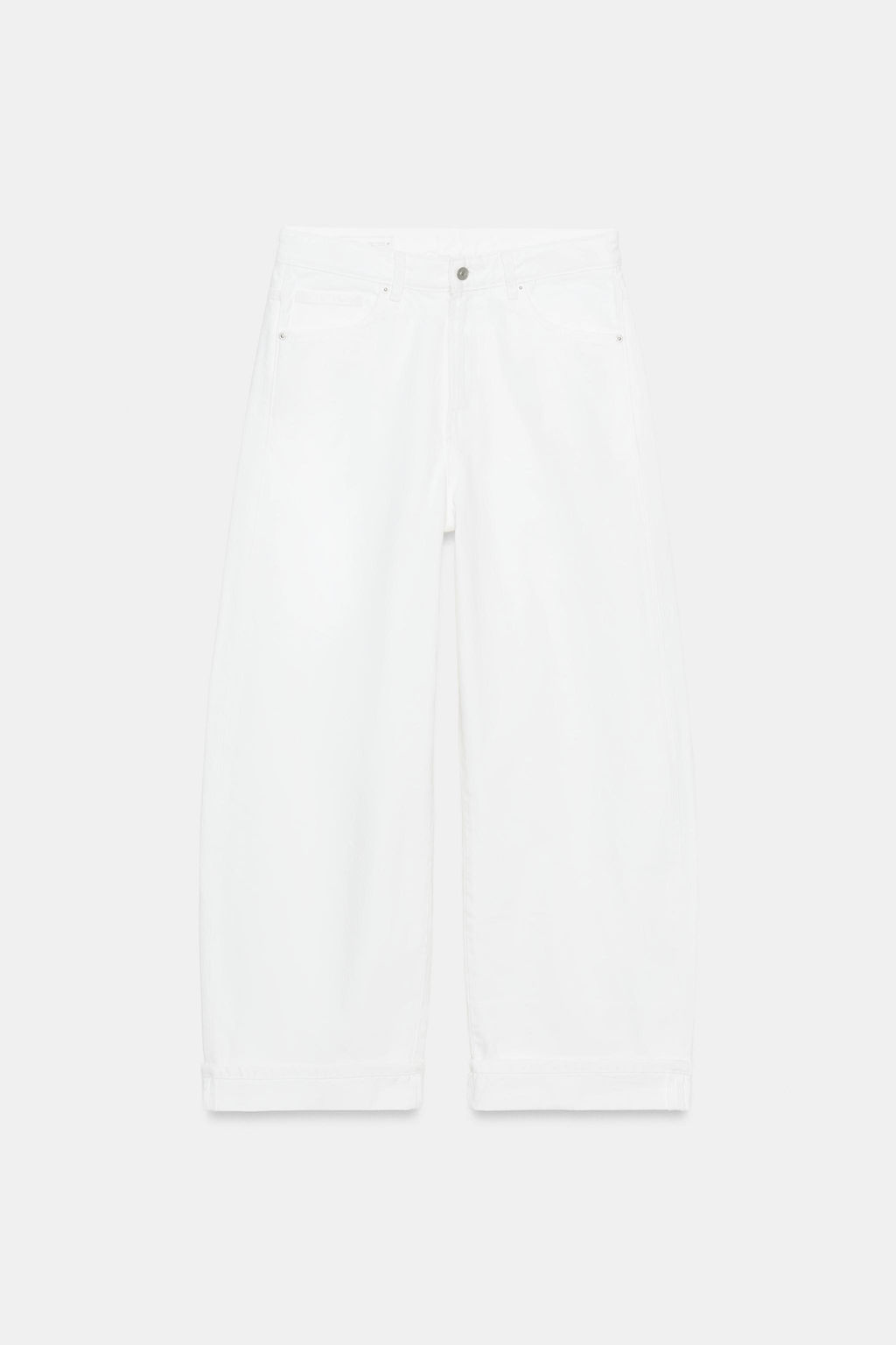 JEANS TRF BAGGY FOLDED TIRO MEDIO / Blanco - Zara фото 4